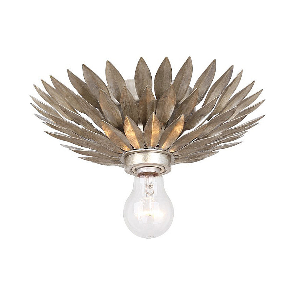 Broche Flower Flush Mount Ceiling Light in Antique Silver.