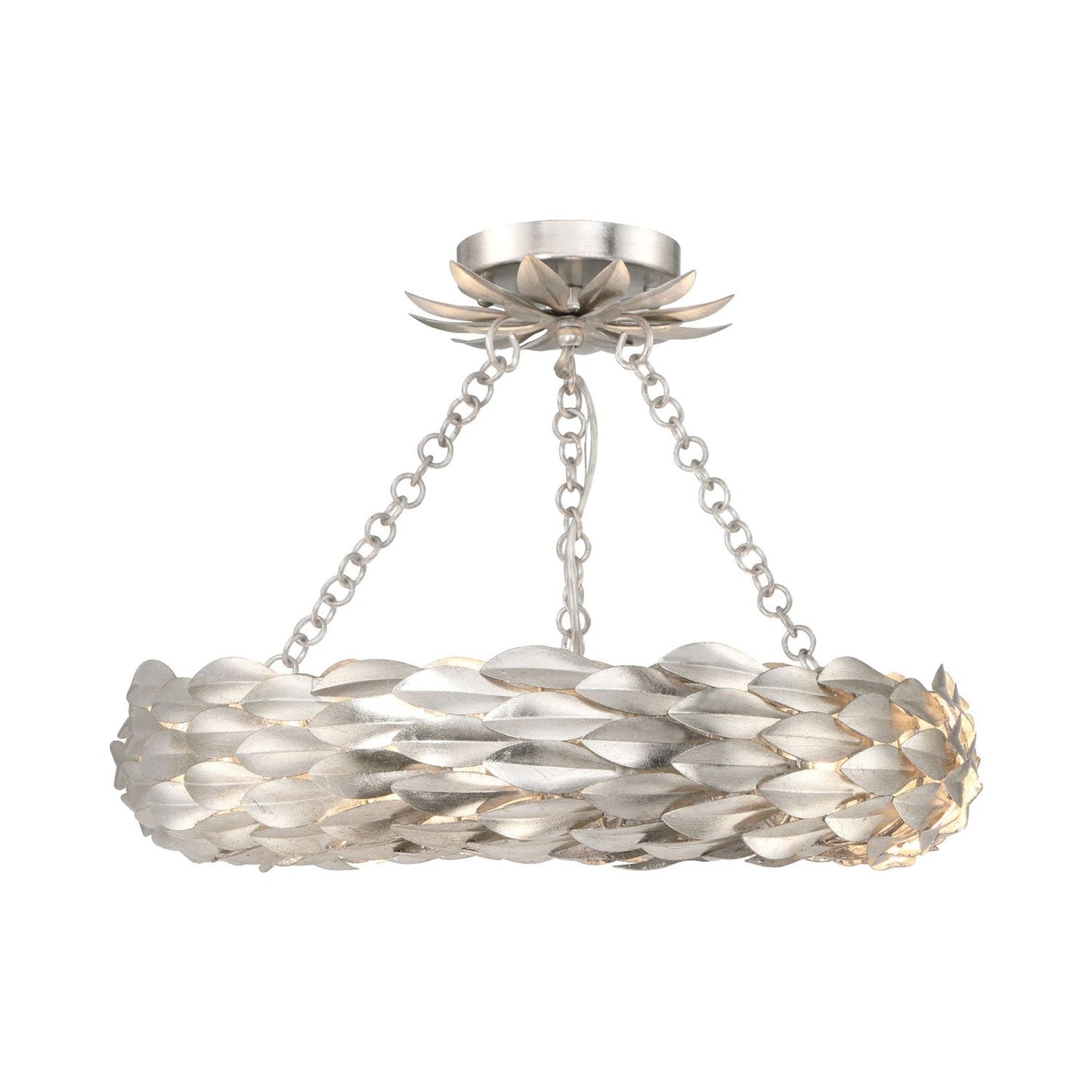 Broche Ring Semi Flush Mount Ceiling Light in Antique Silver.
