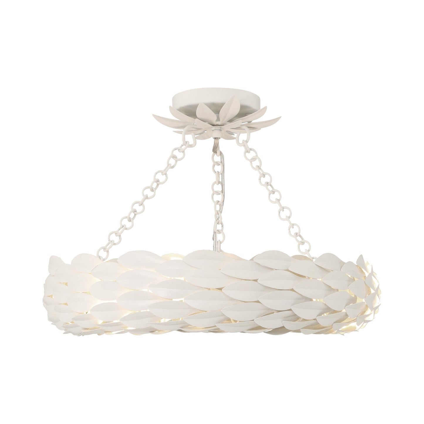 Broche Ring Semi Flush Mount Ceiling Light in Matte White.