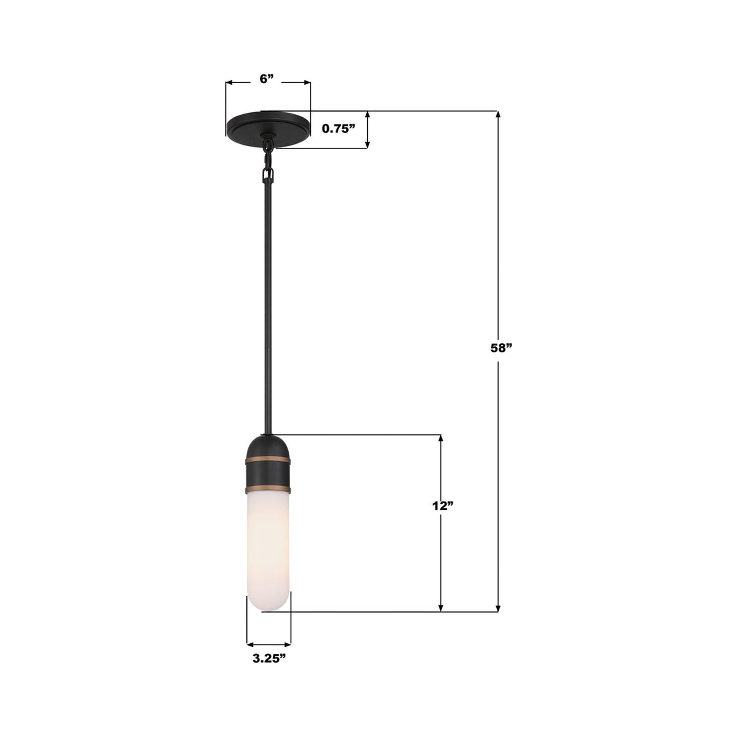 Capsule Mini Pendant Light - line drawing.