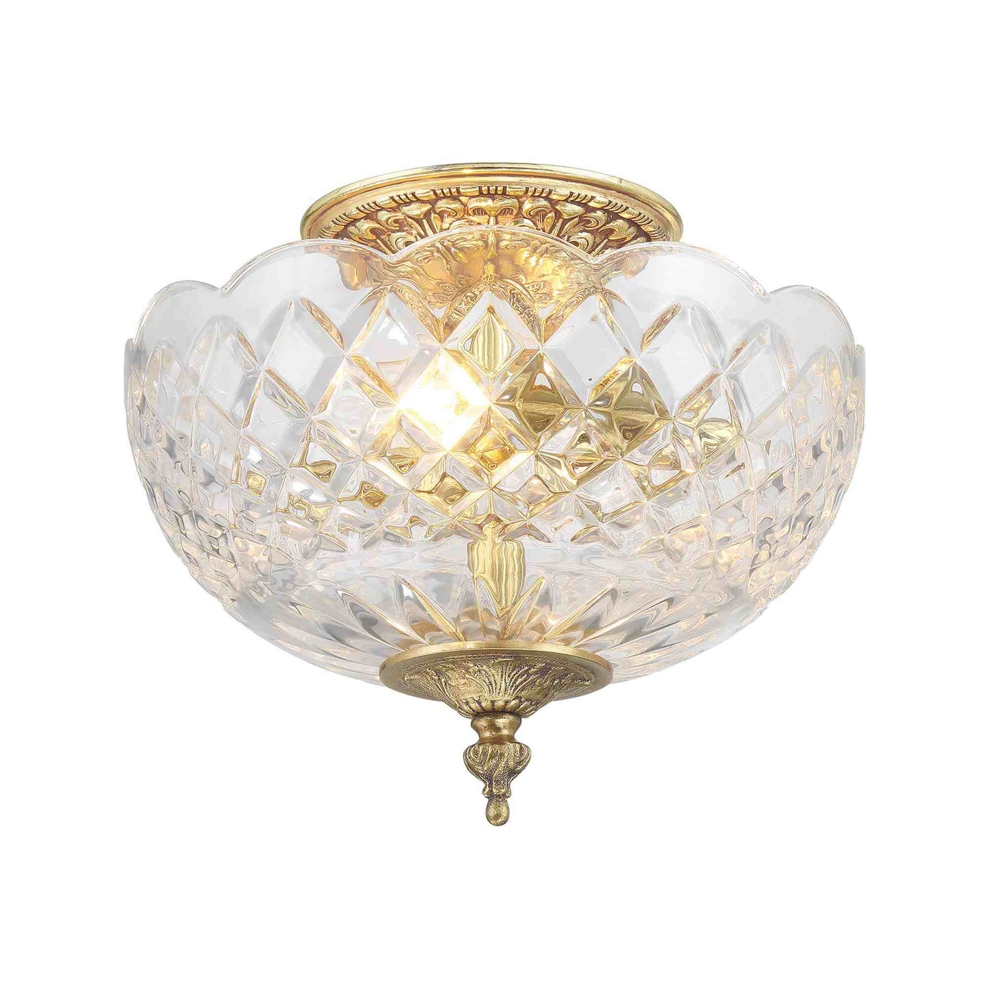 Cast Brass Semi Flush Mount Ceiling Light (Large).