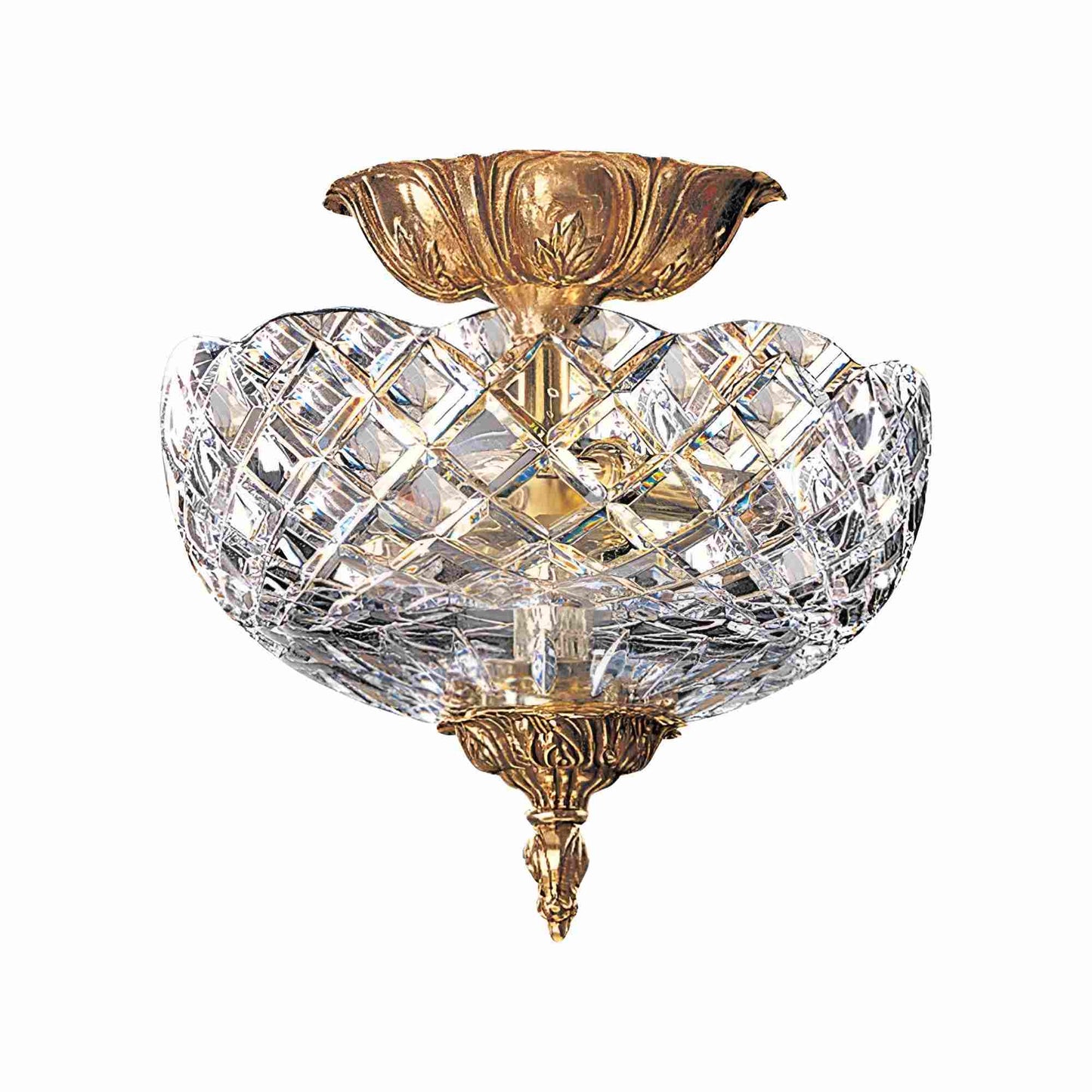 Cast Brass Semi Flush Mount Ceiling Light (Small).