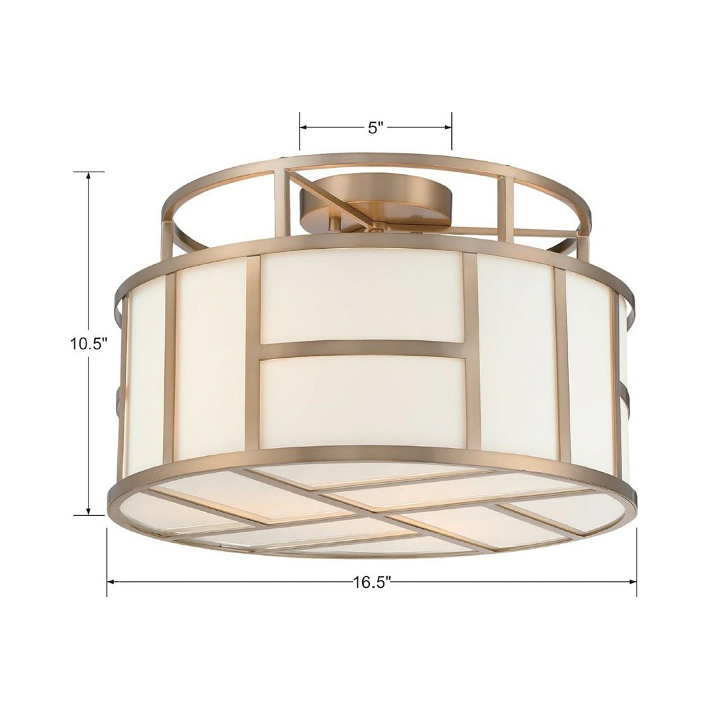 Danielson Semi Flush Mount Ceiling Light - line drawing.