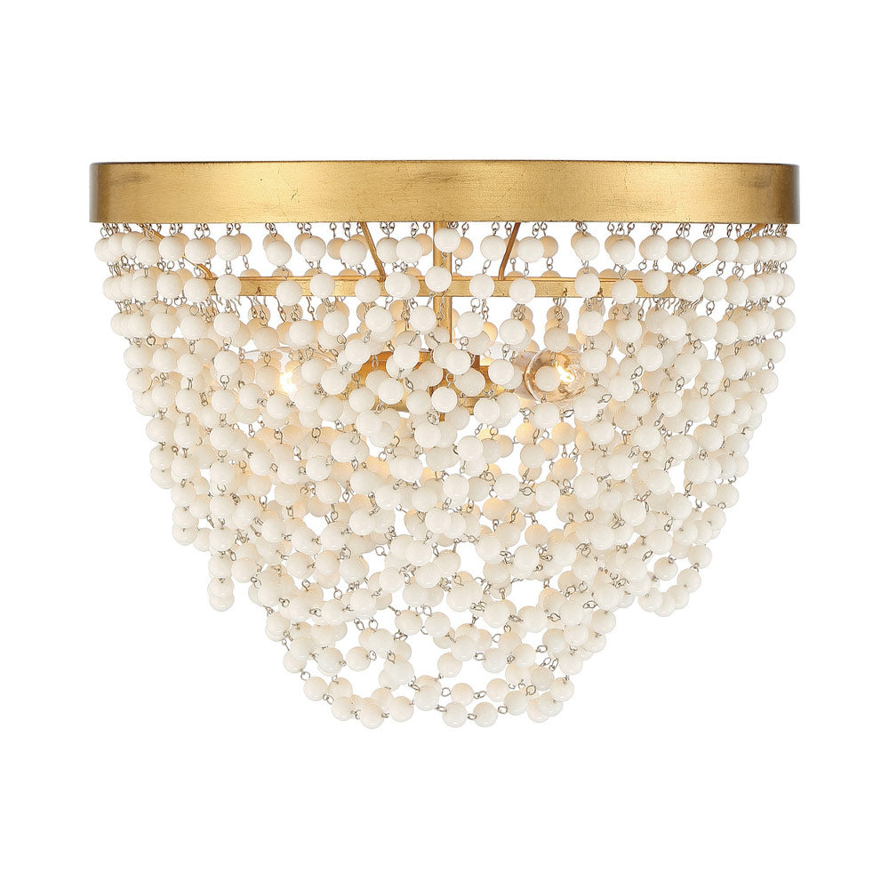 Fiona Flush Mount Ceiling Light in White Glass Beads.