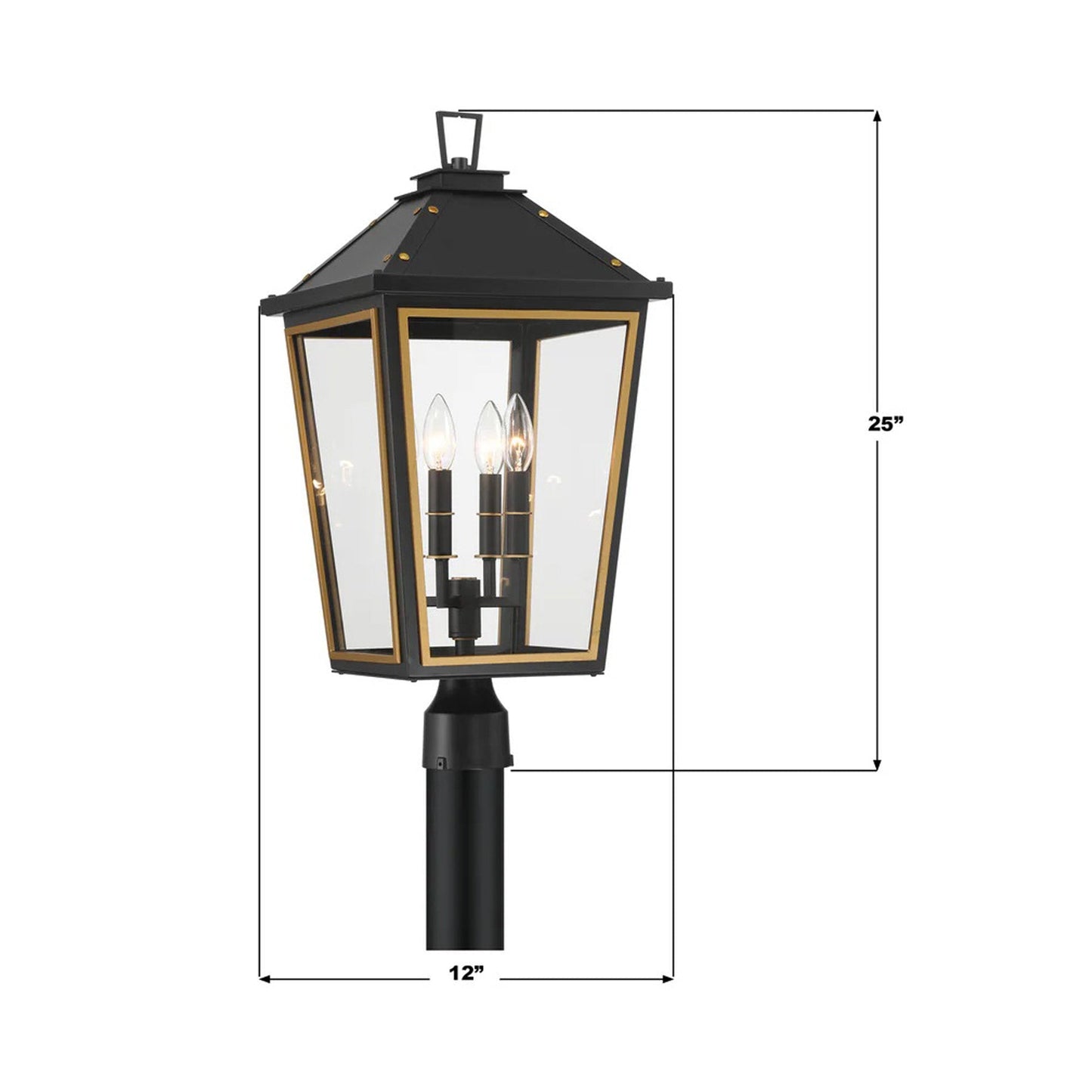 Hawkins Outdoor Post Light - line drawing.
