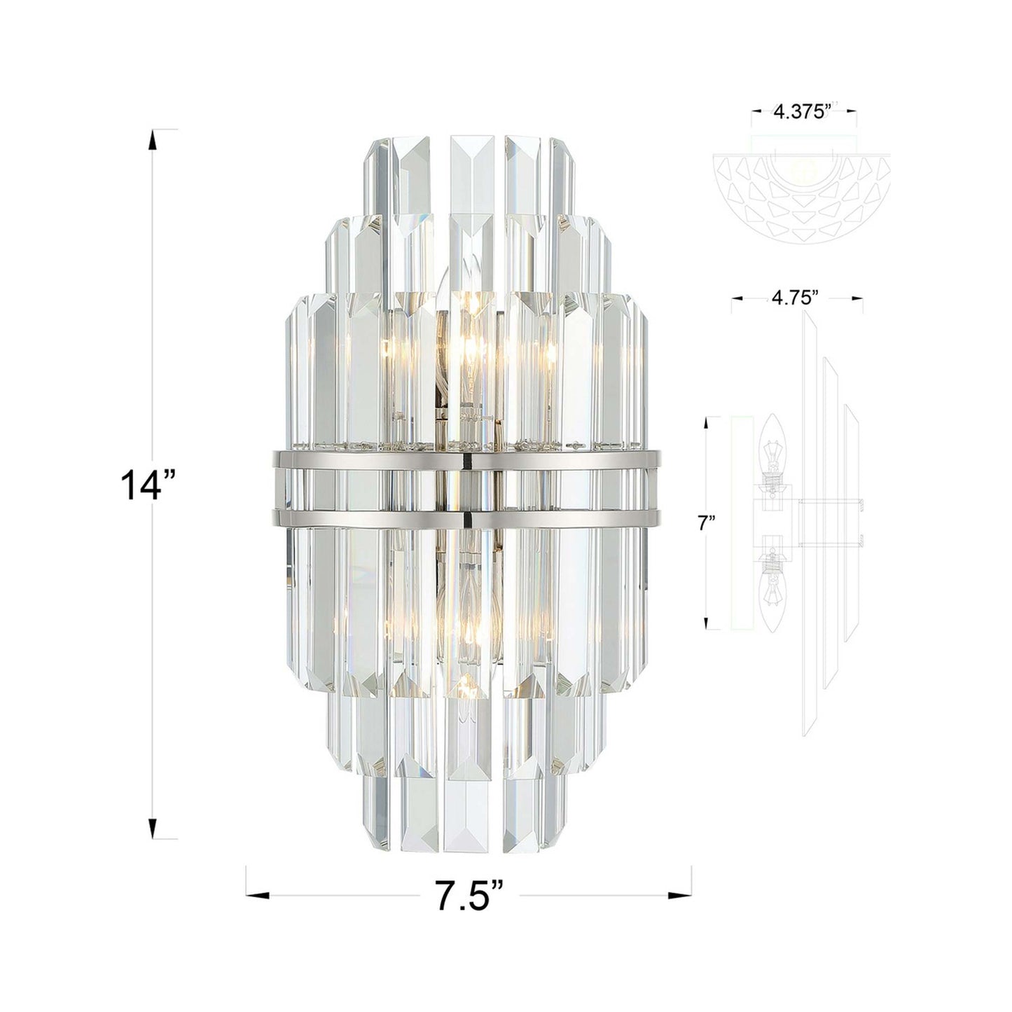 Hayes Wall Light - line drawing.