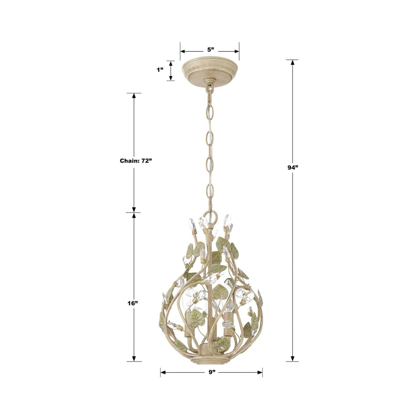 Josie Mini Chandelier - line drawing.