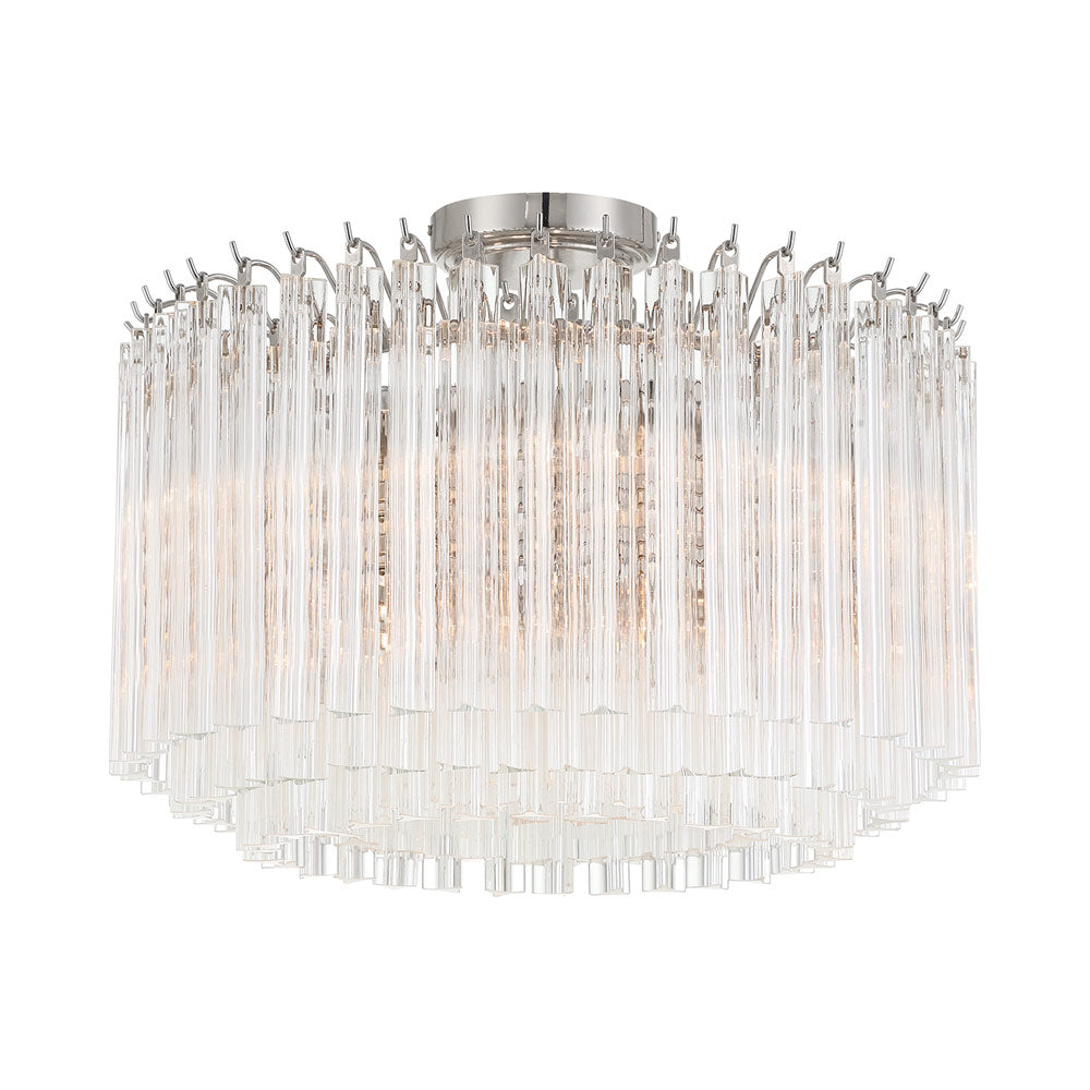 Lofton Semi Flush Mount Ceiling Light in Polished Nickel.