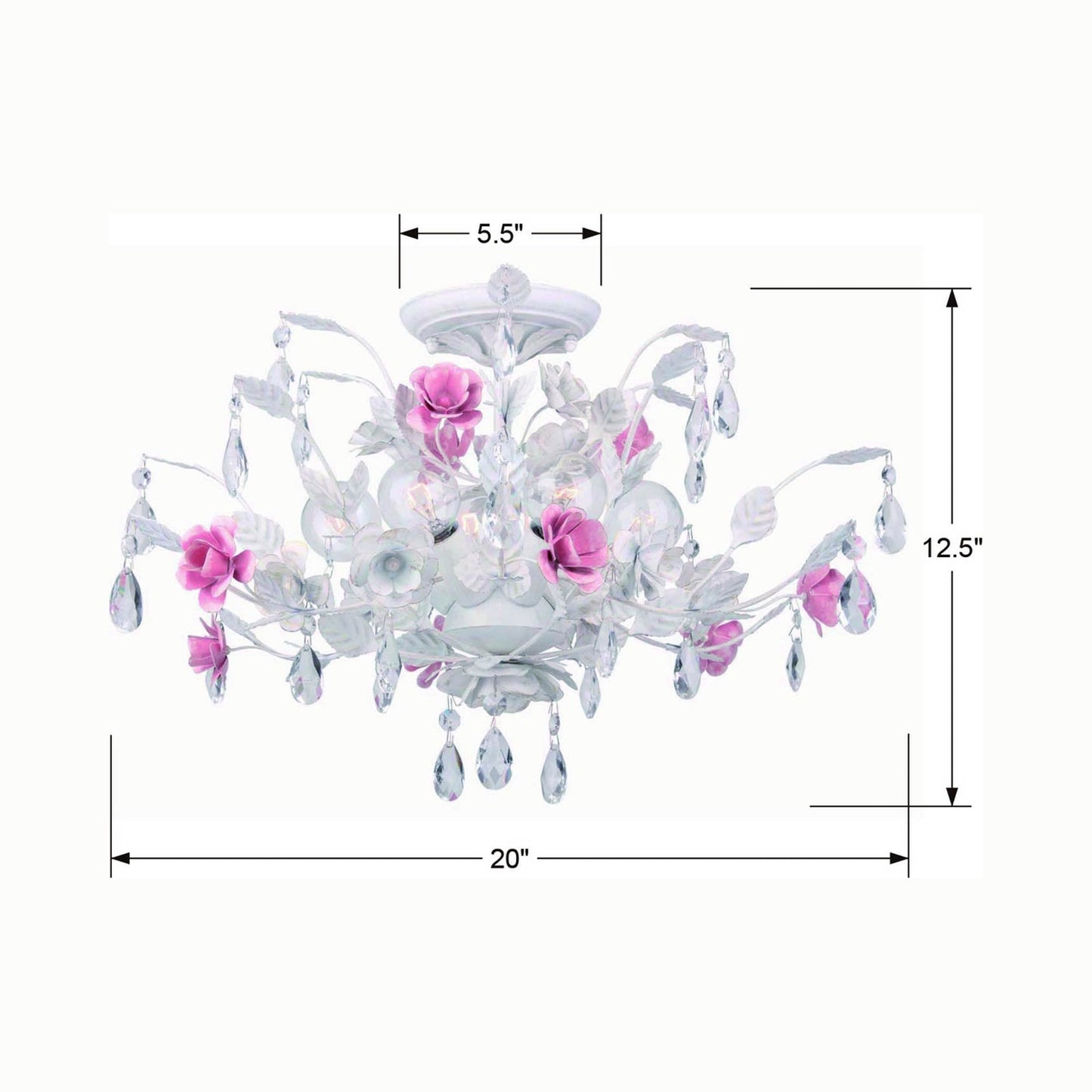 Lola Semi Flush Mount Ceiling Light - line drawing.