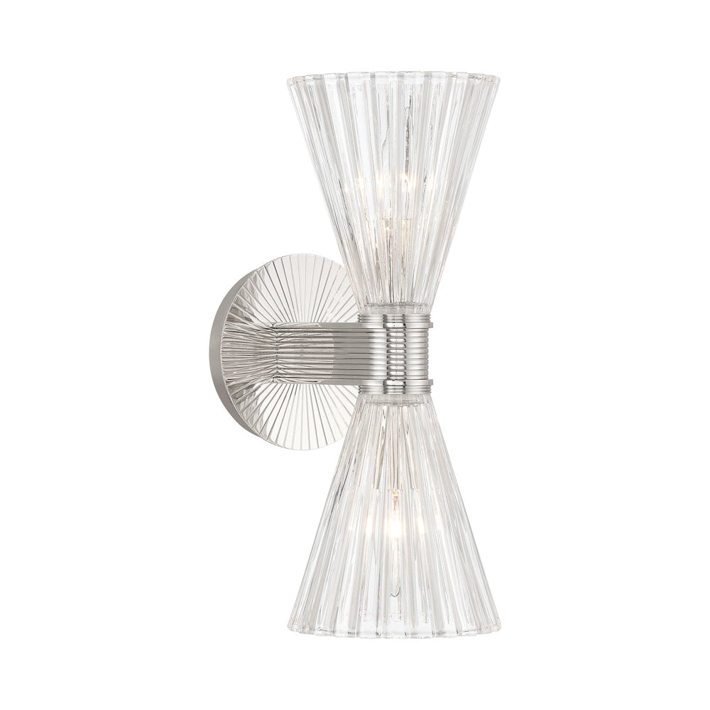Lotus Double Cone Wall Light in Polished Nickel.