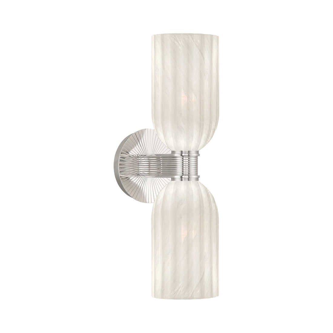 Lotus Double Cylinder Wall Light in Polished Nickel.