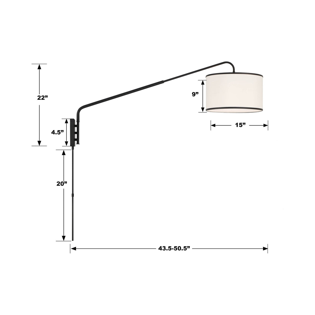 Mallory Wall Light - line drawing.