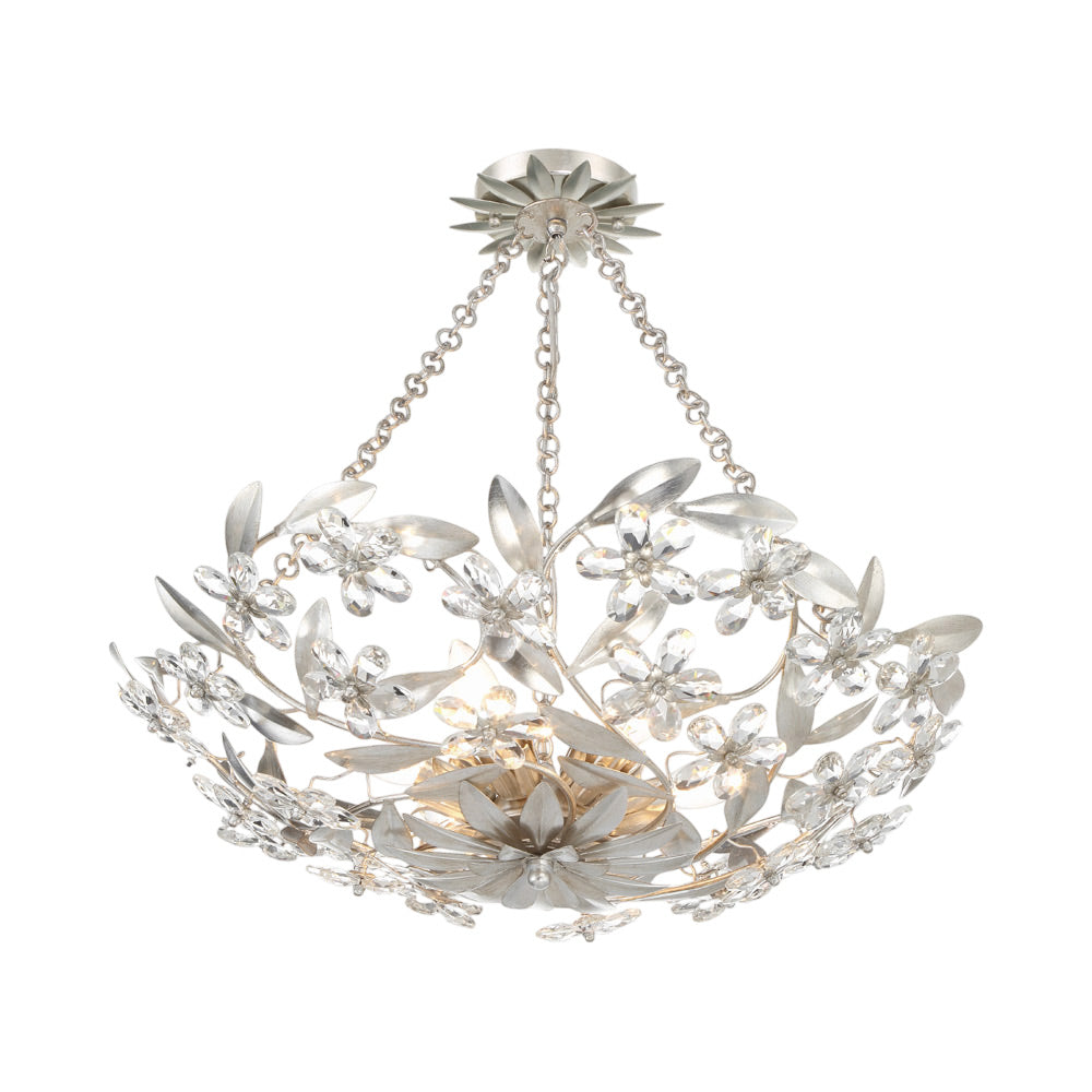 Marselle Semi Flush Mount Ceiling Light in Antique Silver.