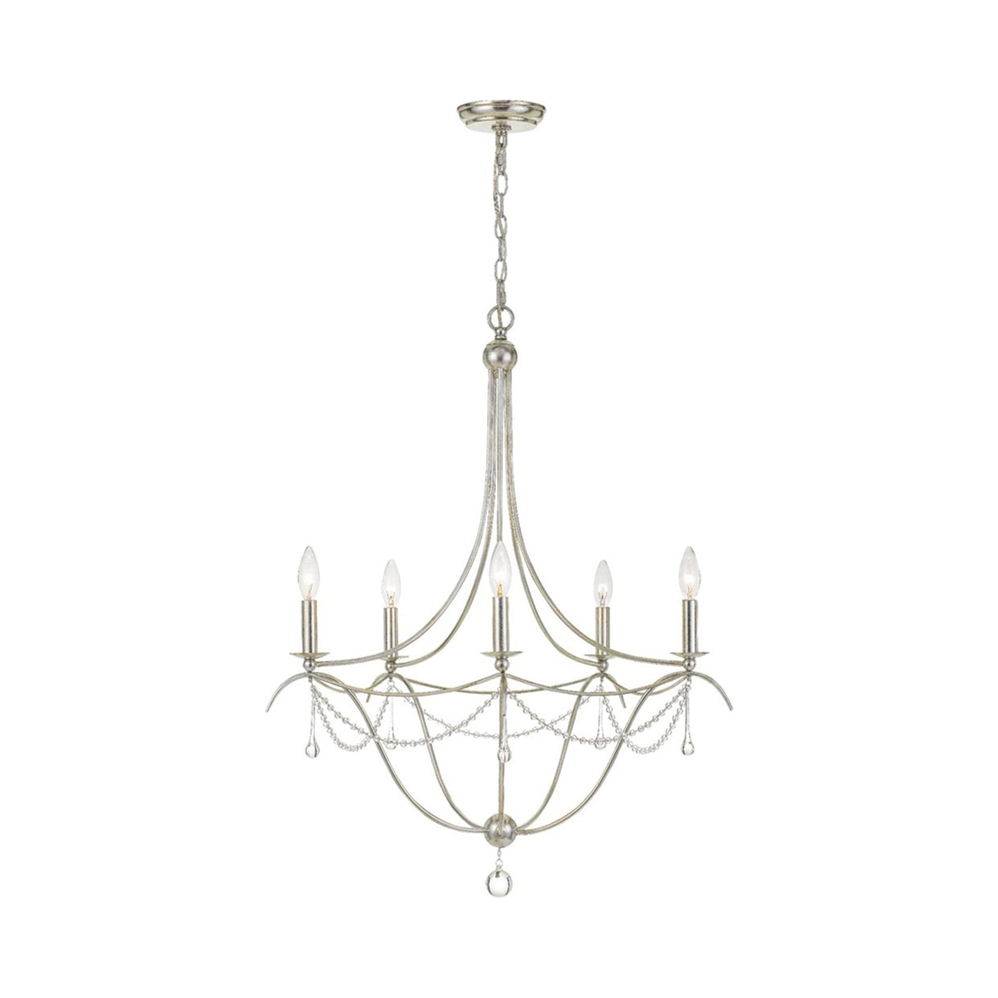 Metro Chandelier in Antique Silver (5-Light).