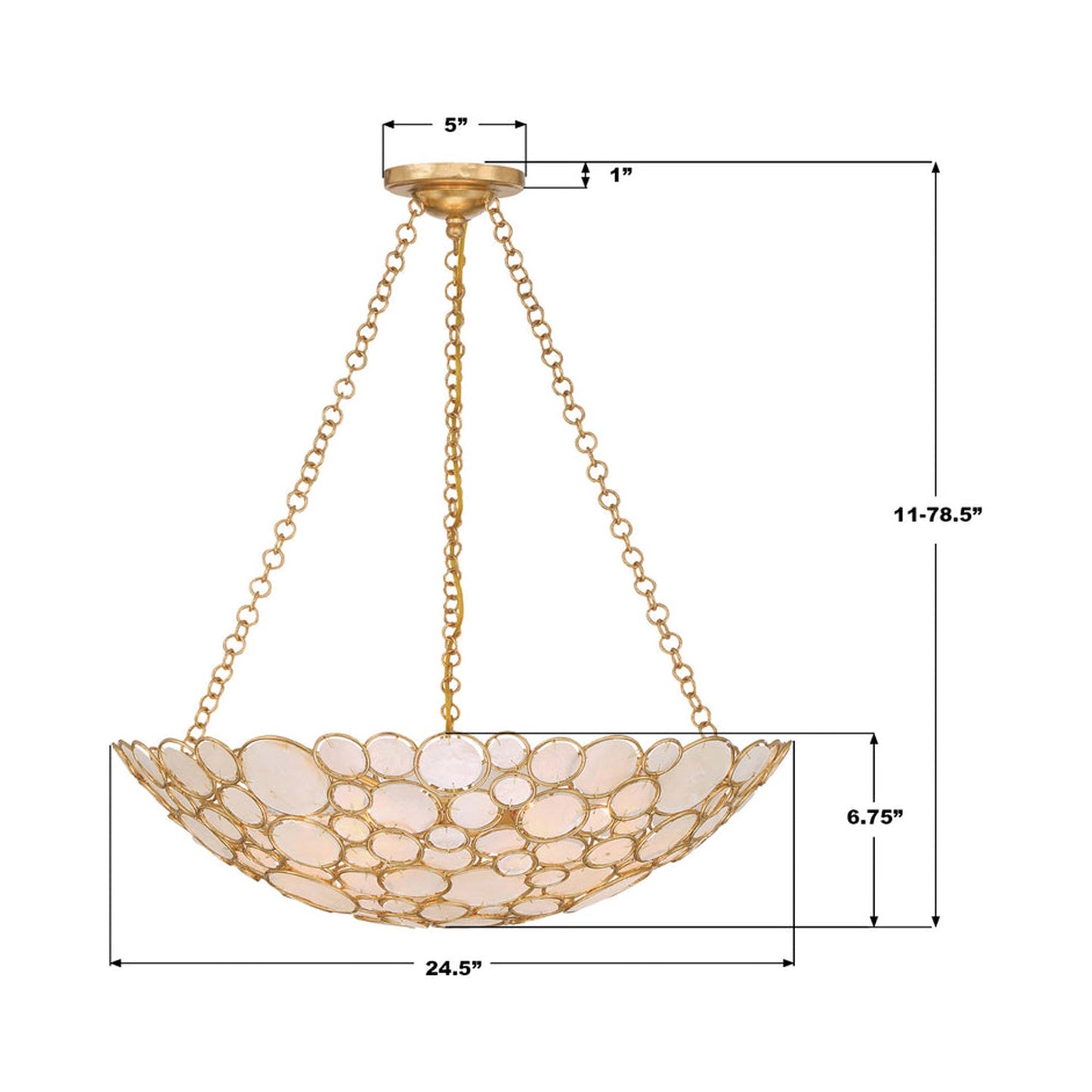 Palla Bowl Chandelier - line drawing.