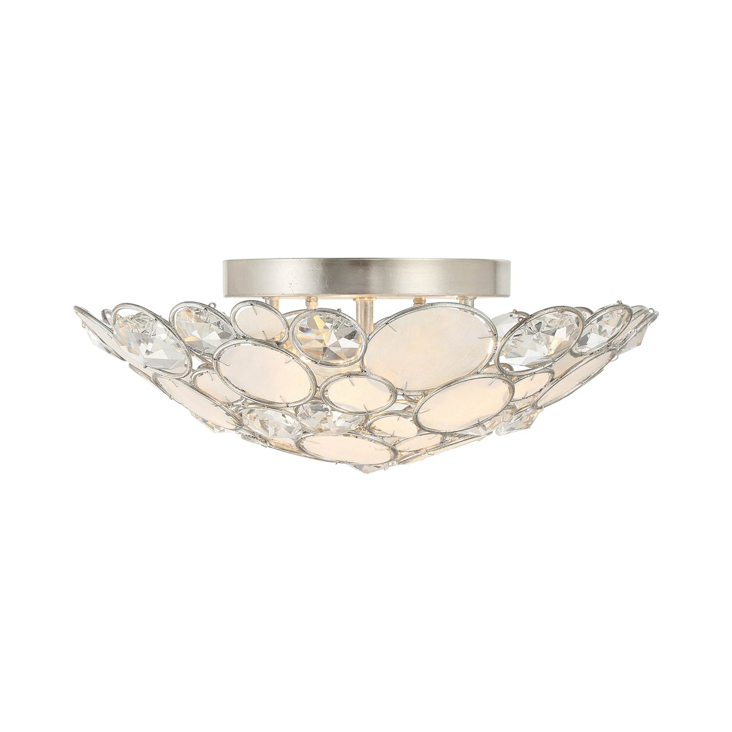 Palla Flush Mount Ceiling Light in Antique Silver.