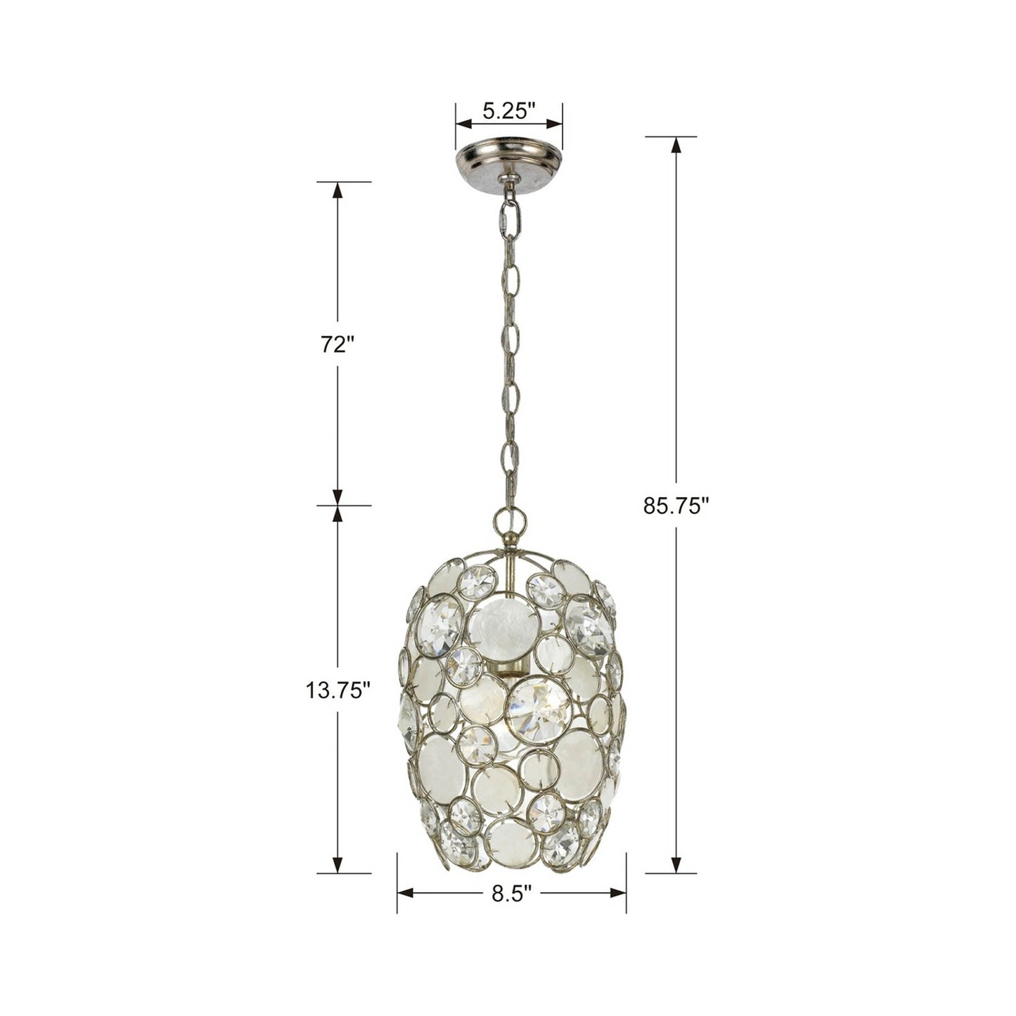 Palla Mini Pendant Light - line drawing.