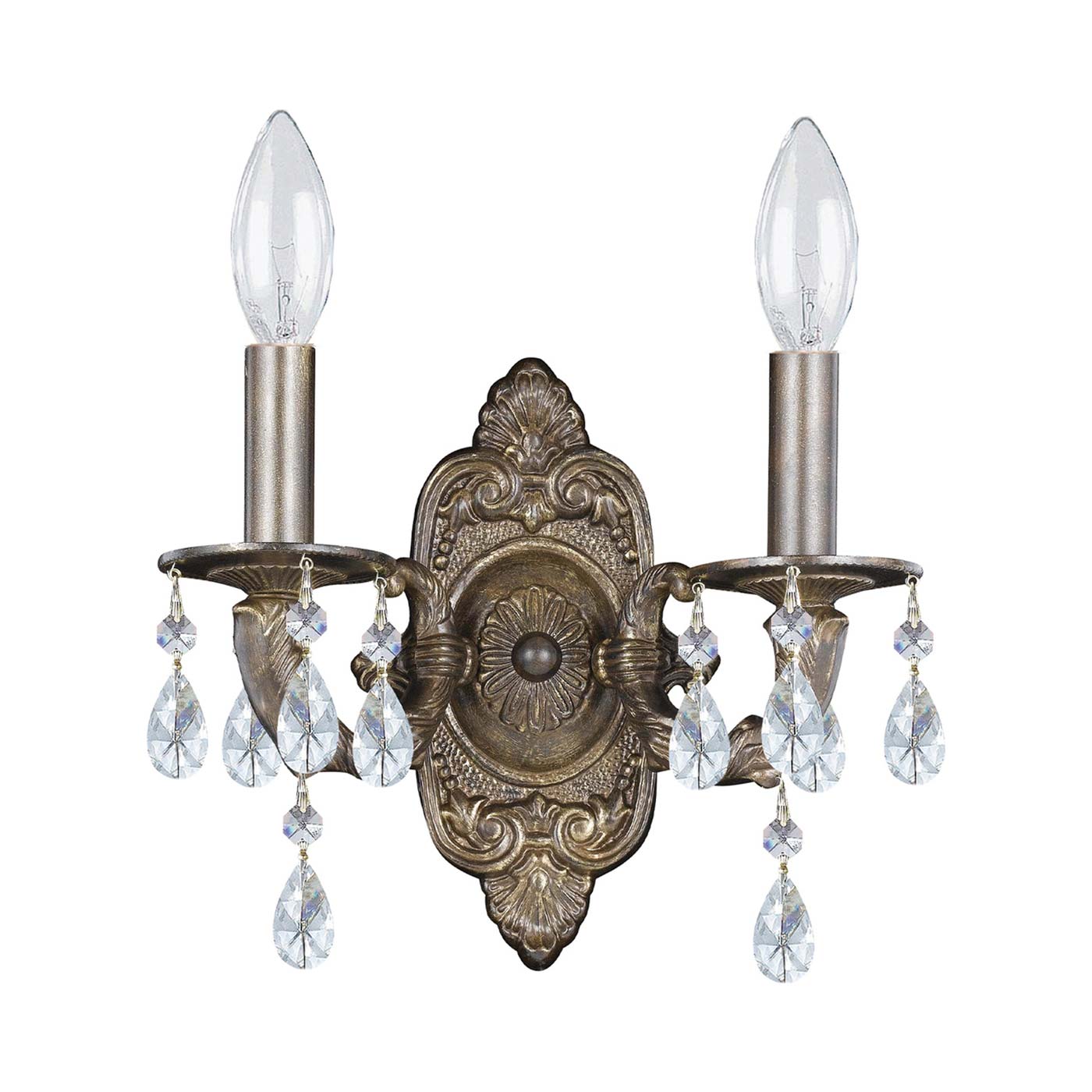 Paris Market Crystal Wall Light in Venetian Bronze (Hand Cut Crystal/Swarovski Spectra Crystal/Swarovski Strass Crystal/2-Light).