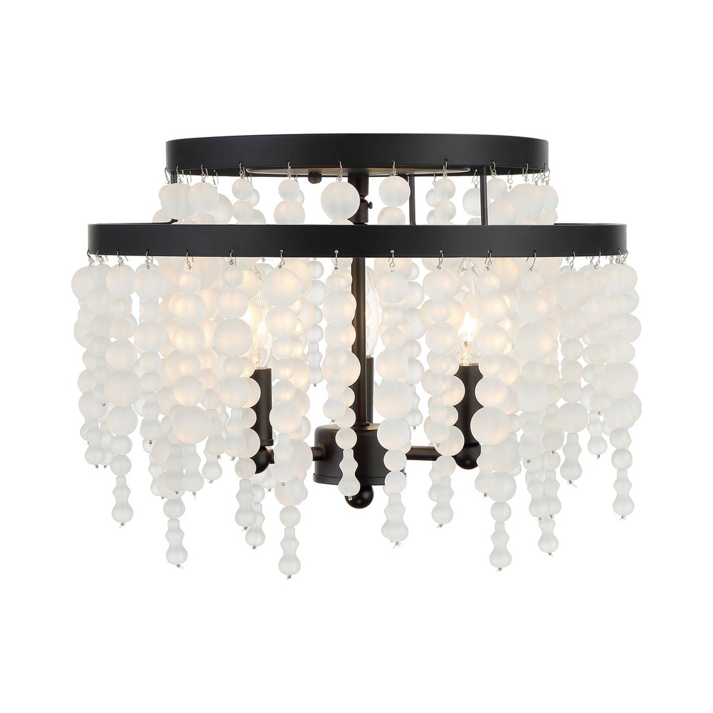 Poppy Semi Flush Mount Ceiling Light in Frosted Glass Beads.