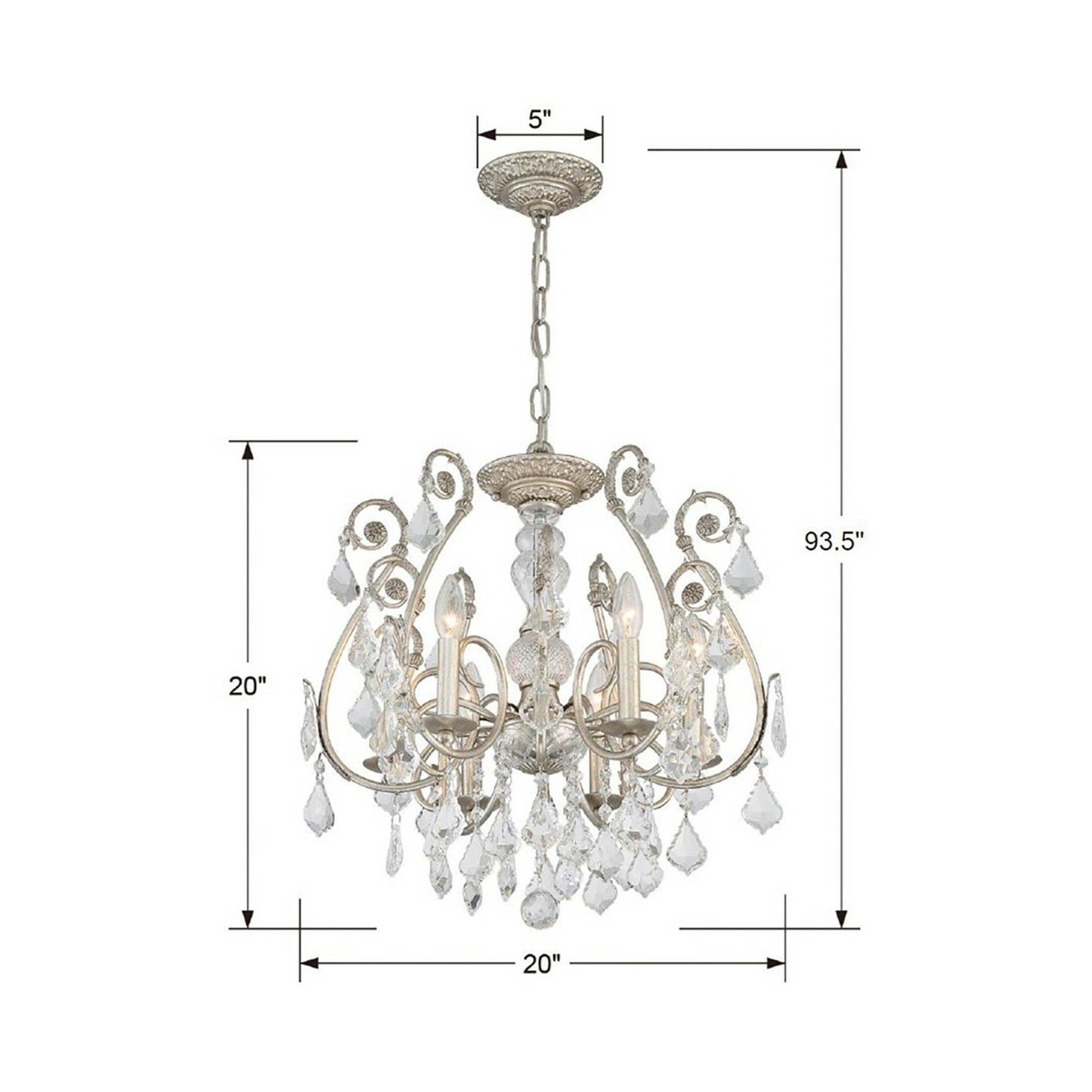 Regis Mini Chandelier - line drawing.