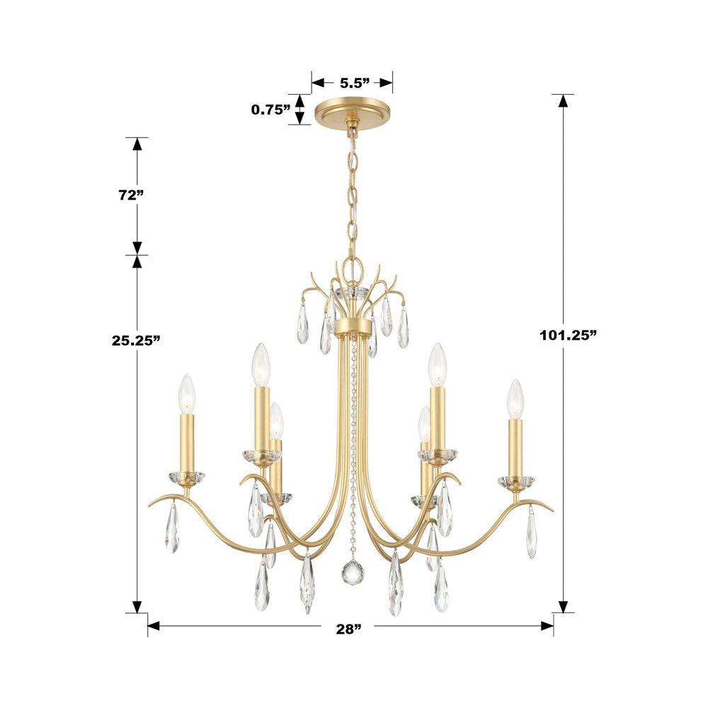 Rollins Multi Light Chandelier - line drawing.