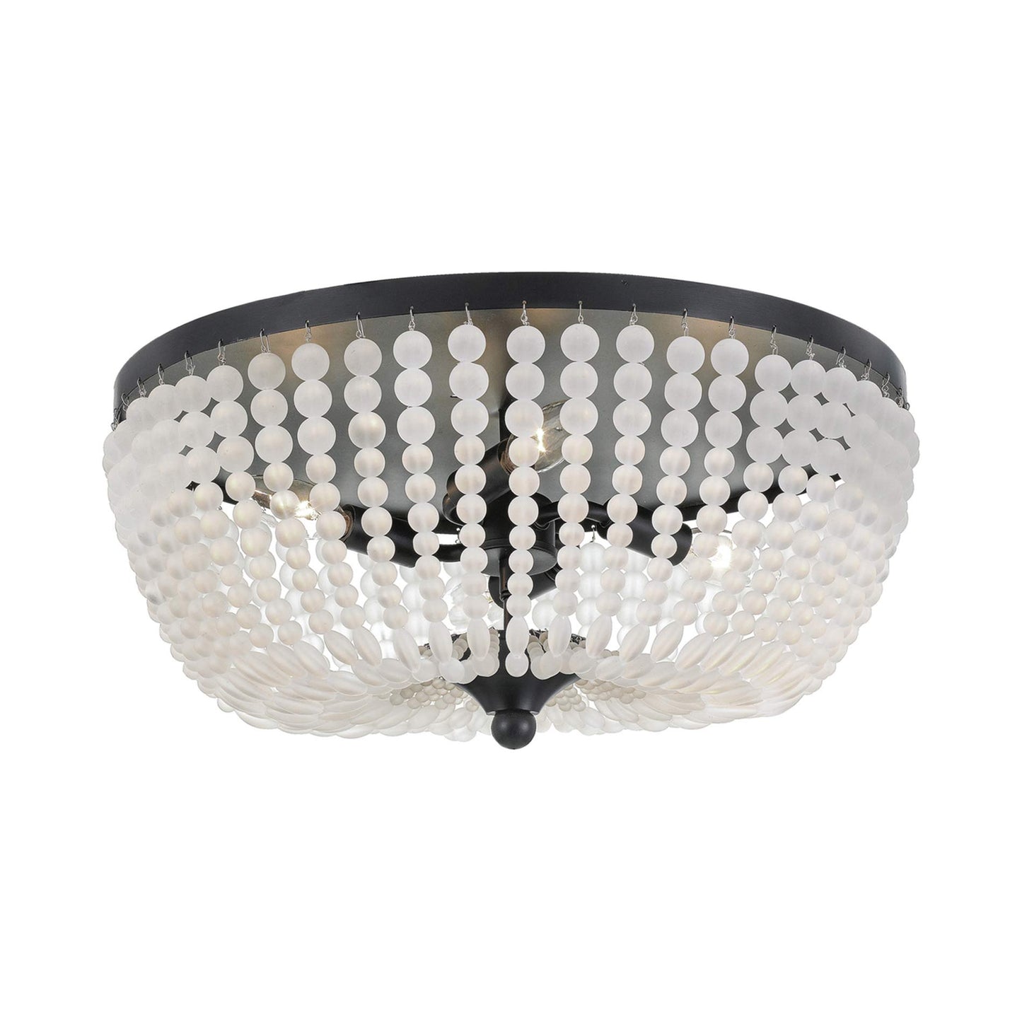 Rylee Flush Mount Ceiling Light in Matte Black (Frosted Glass Beads/4-Light).