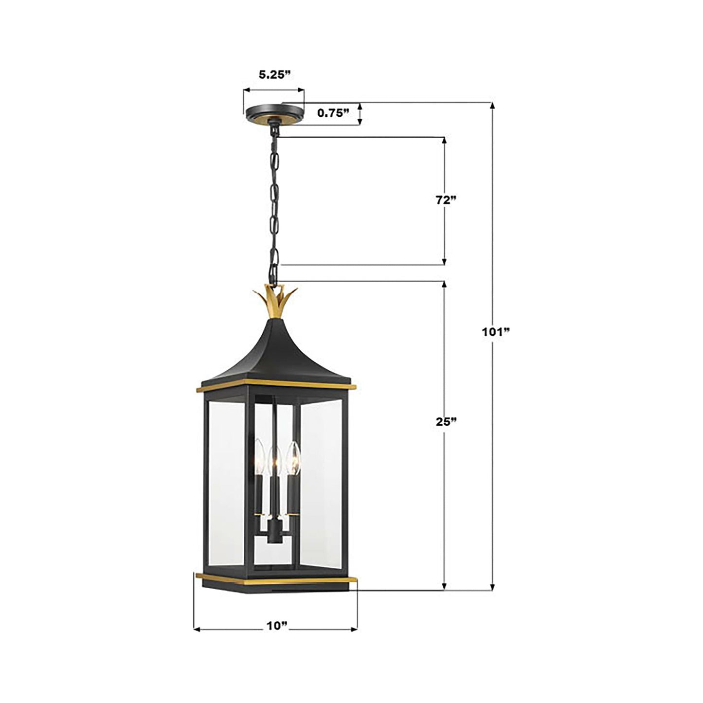 Simpson Outdoor Pendant Light - line drawing.
