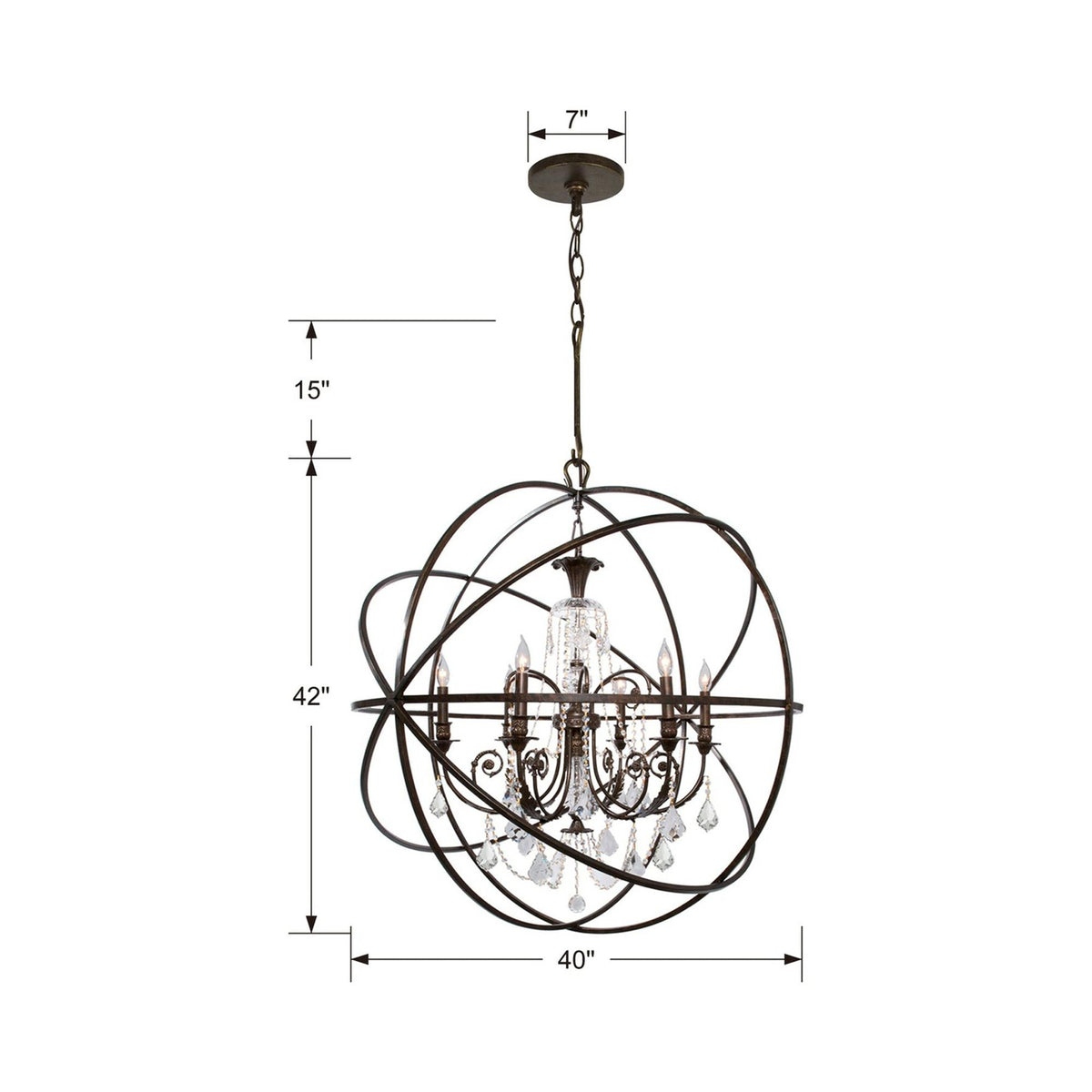 Solaris Crystal Chandelier - line drawing.