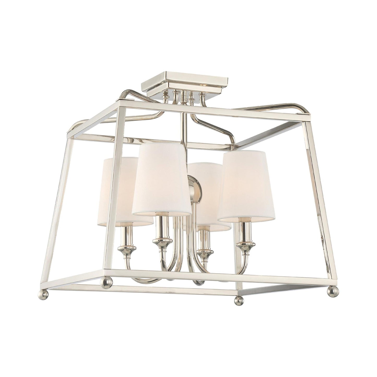 Sylvan Semi Flush Mount Ceiling Light in Polished Nickel.