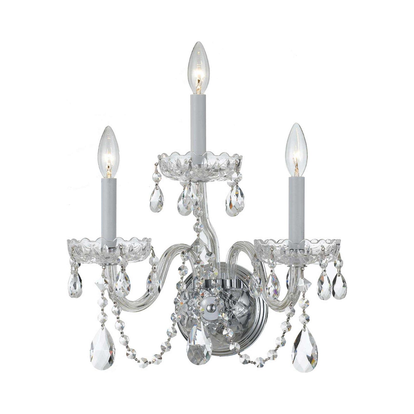 Traditional Crystal Wall Light in Polished Chrome (3-Light).