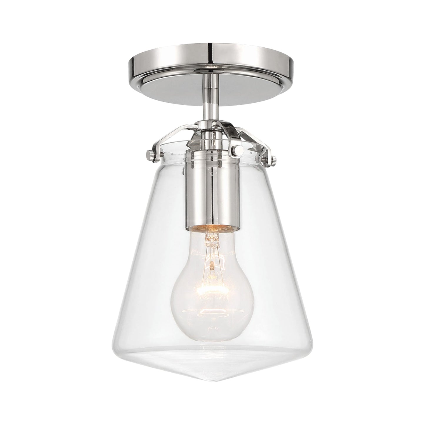 Voss Semi Flush Mount Ceiling Light in Polished Nickel.