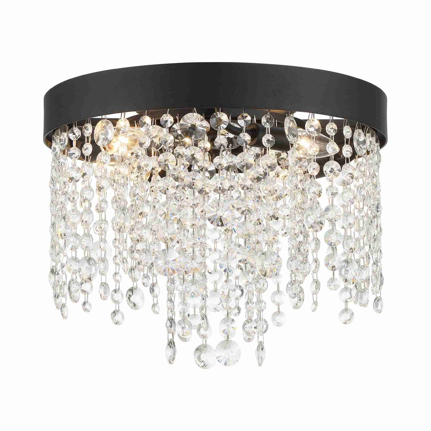 Winham Flush Mount Ceiling Light in Black Forged.