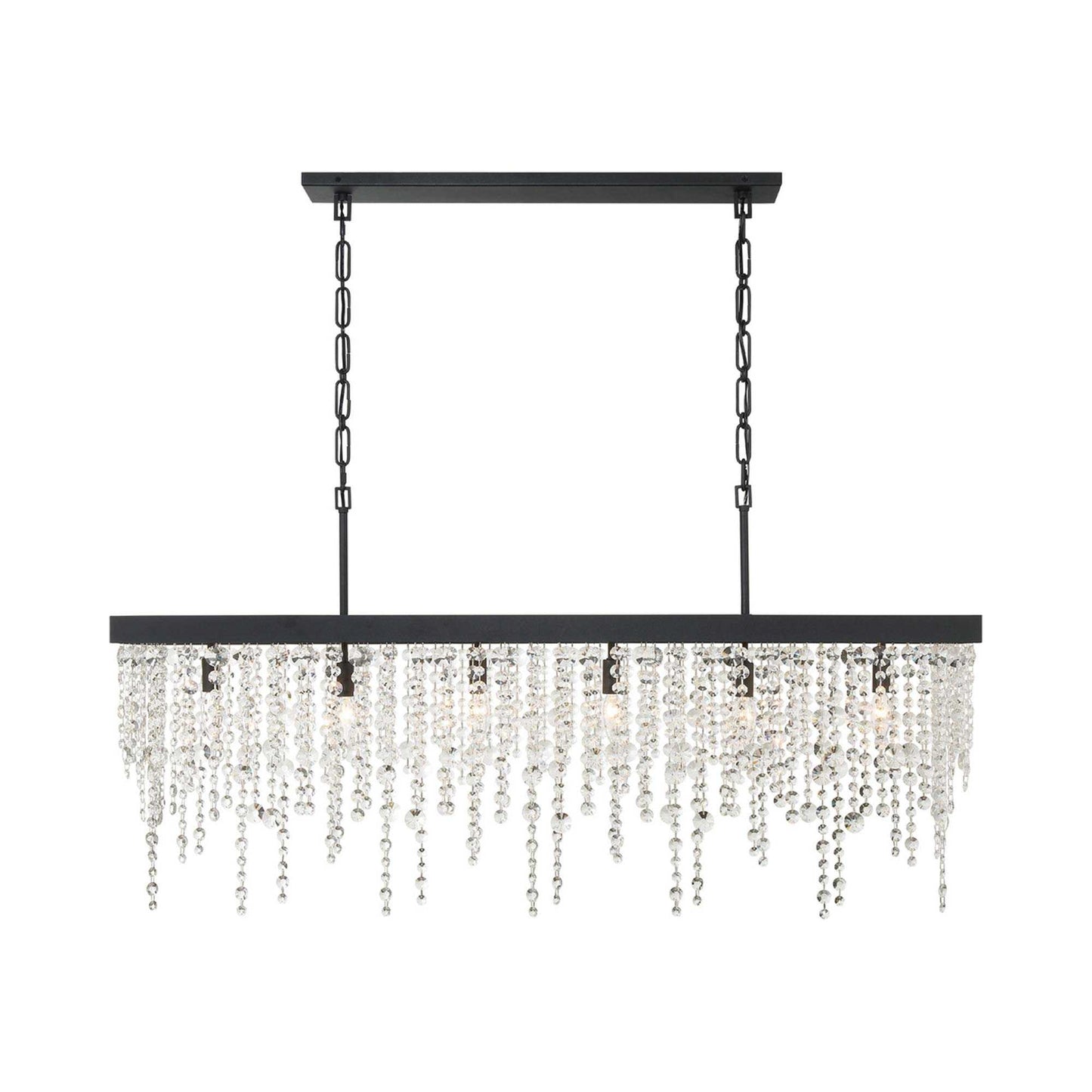 Winham Linear Chandelier in Black Forged.