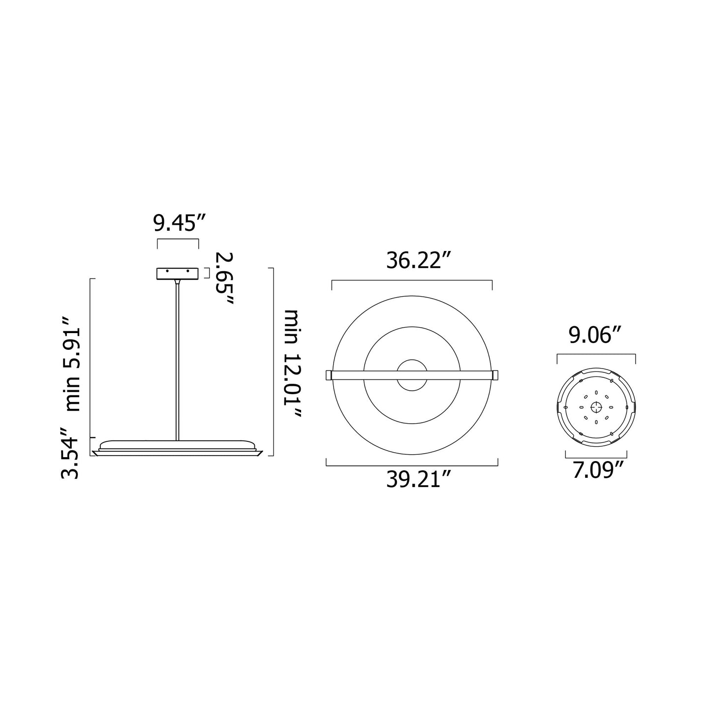 Ceres LED Pendant Light - line drawing.