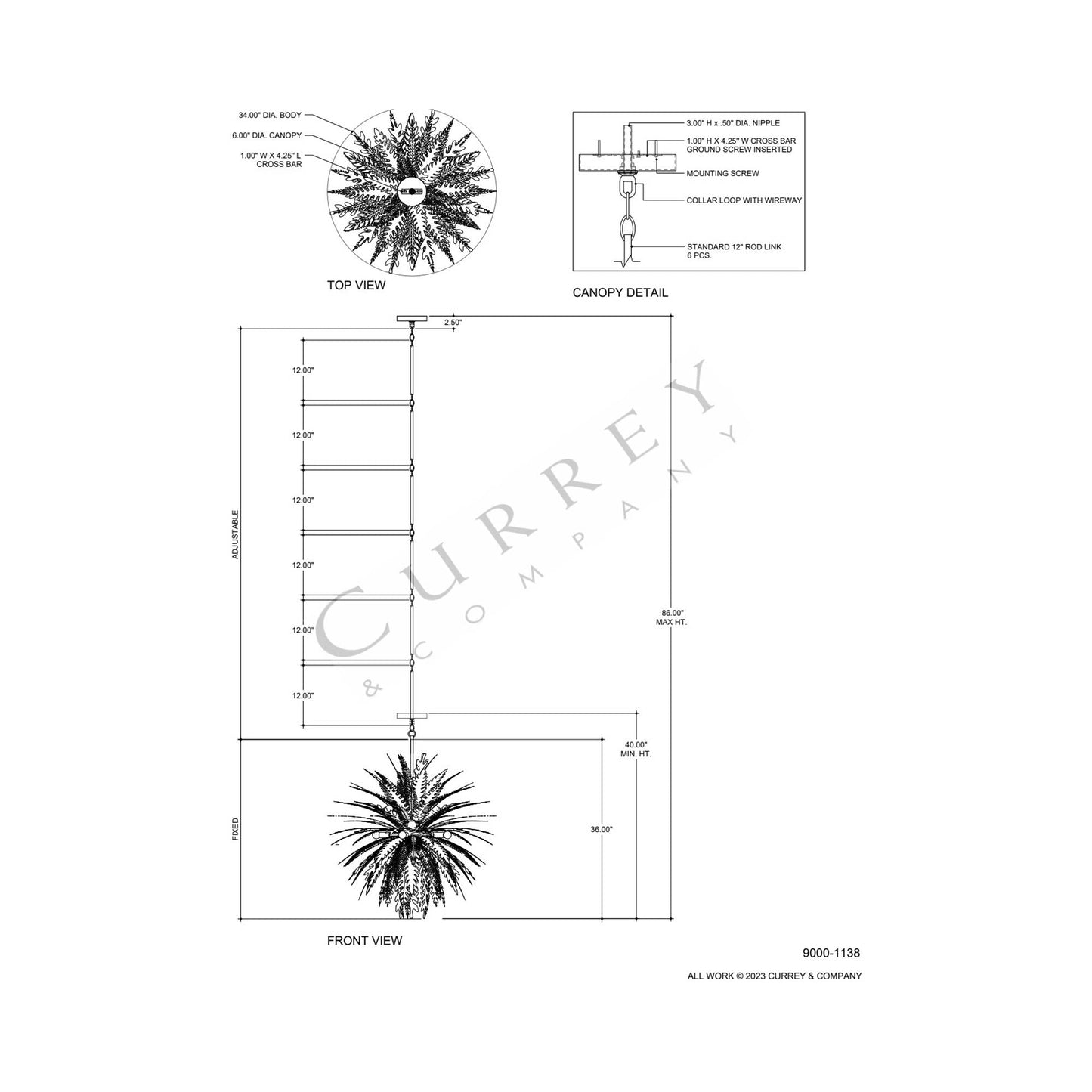 Abyssinia Chandelier - line drawing.