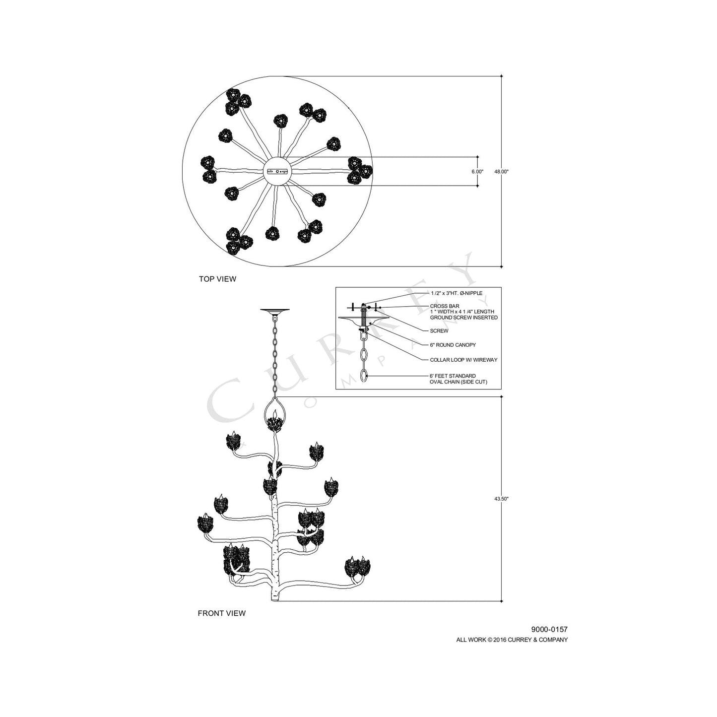 Agave Americana Chandelier - line drawing.