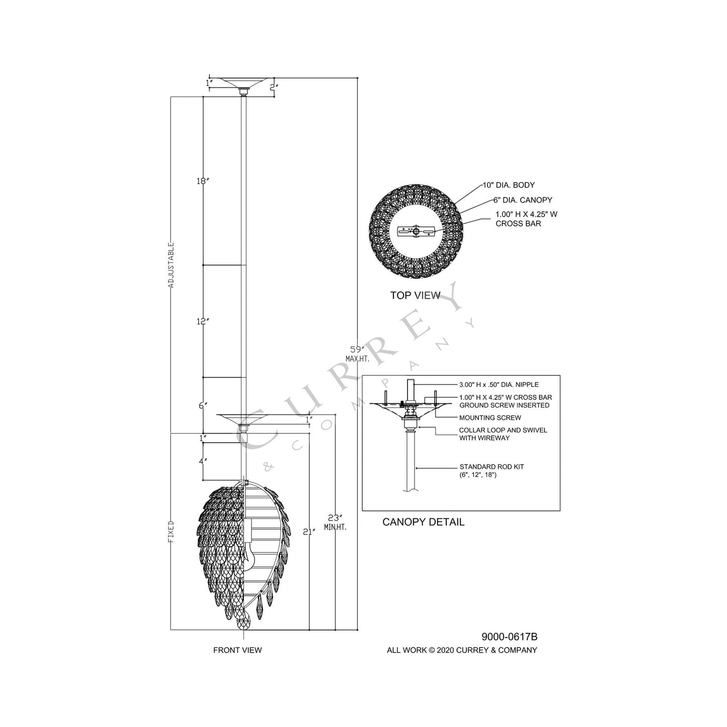 Aisling Pendant Light - line drawing.