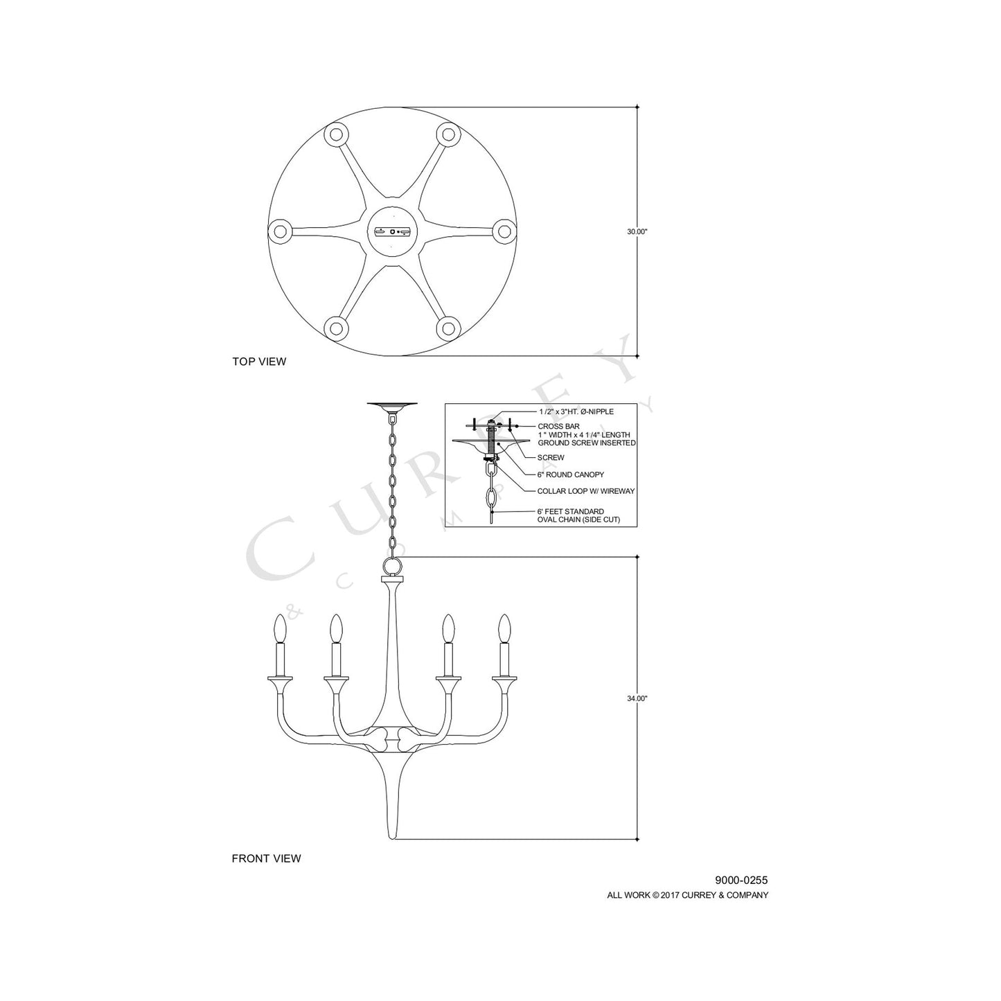 Albion Chandelier - line drawing.