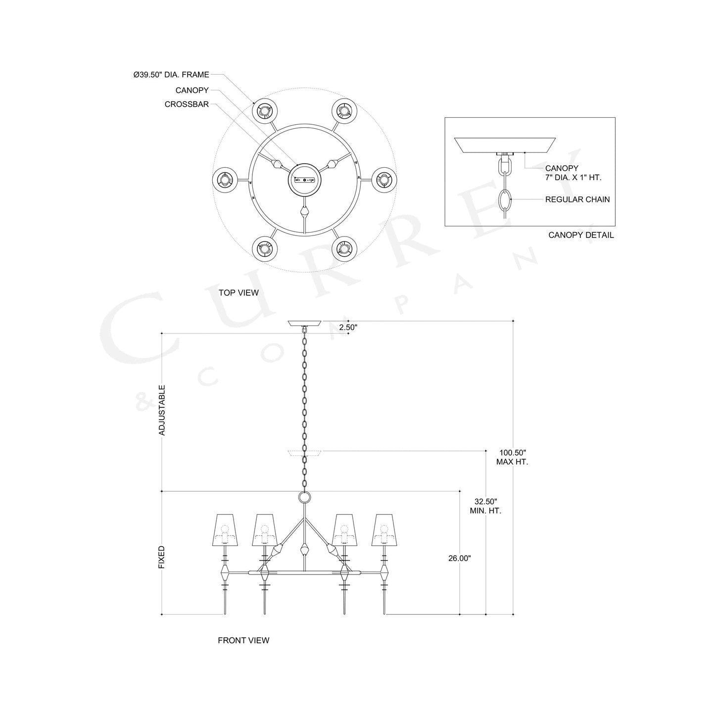 Anselm Chandelier - line drawing.