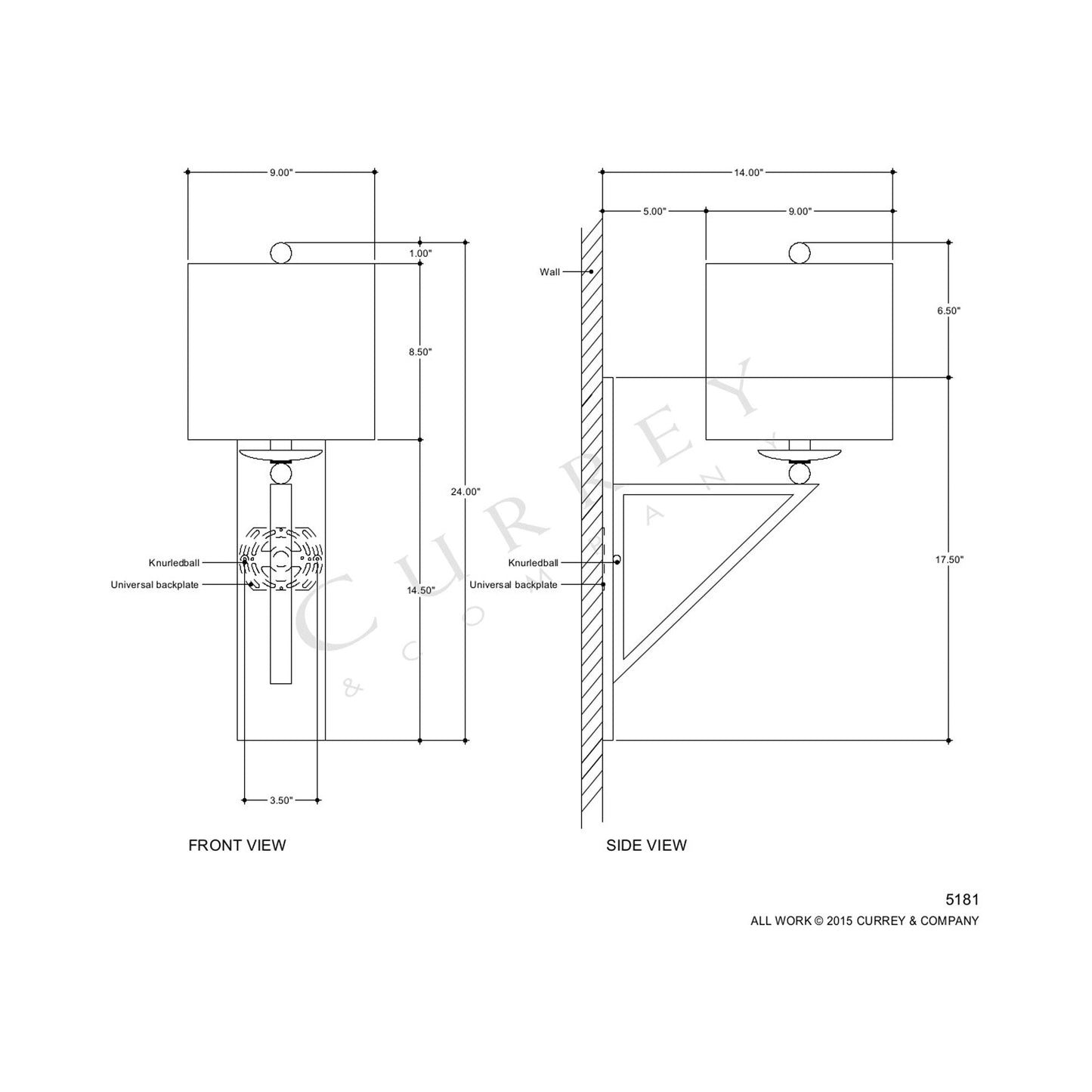 Anthology Wall Light - line drawing.