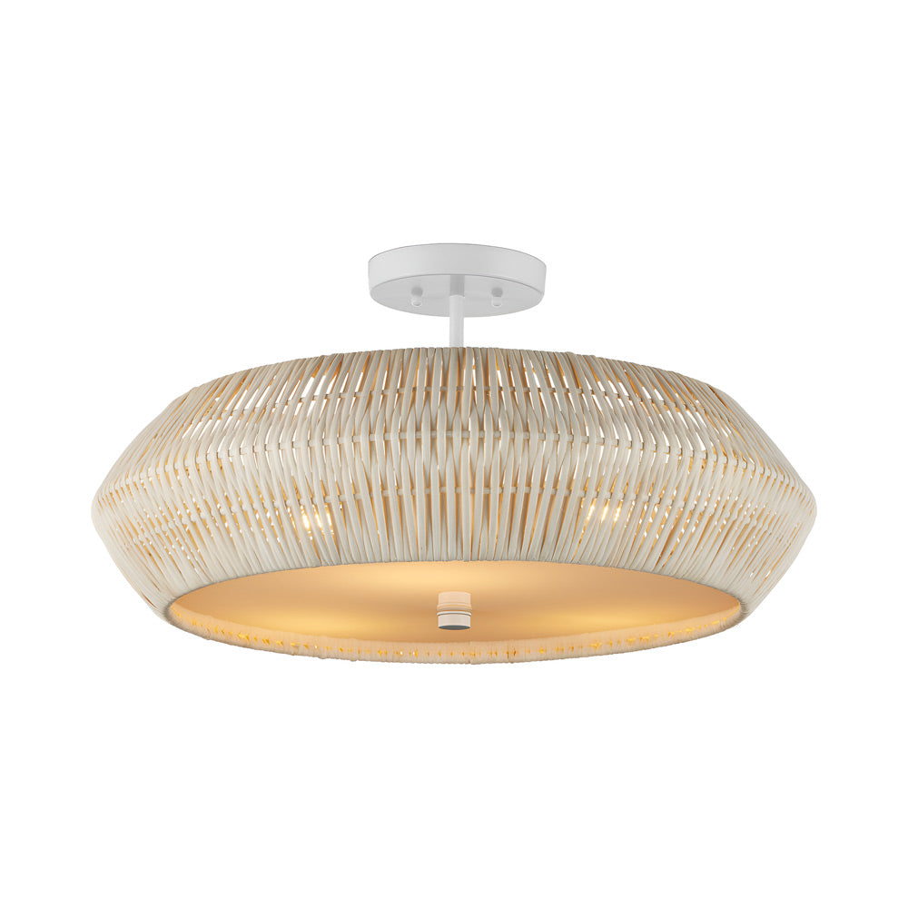 Antibes Semi Flush Mount Ceiling Light in White.
