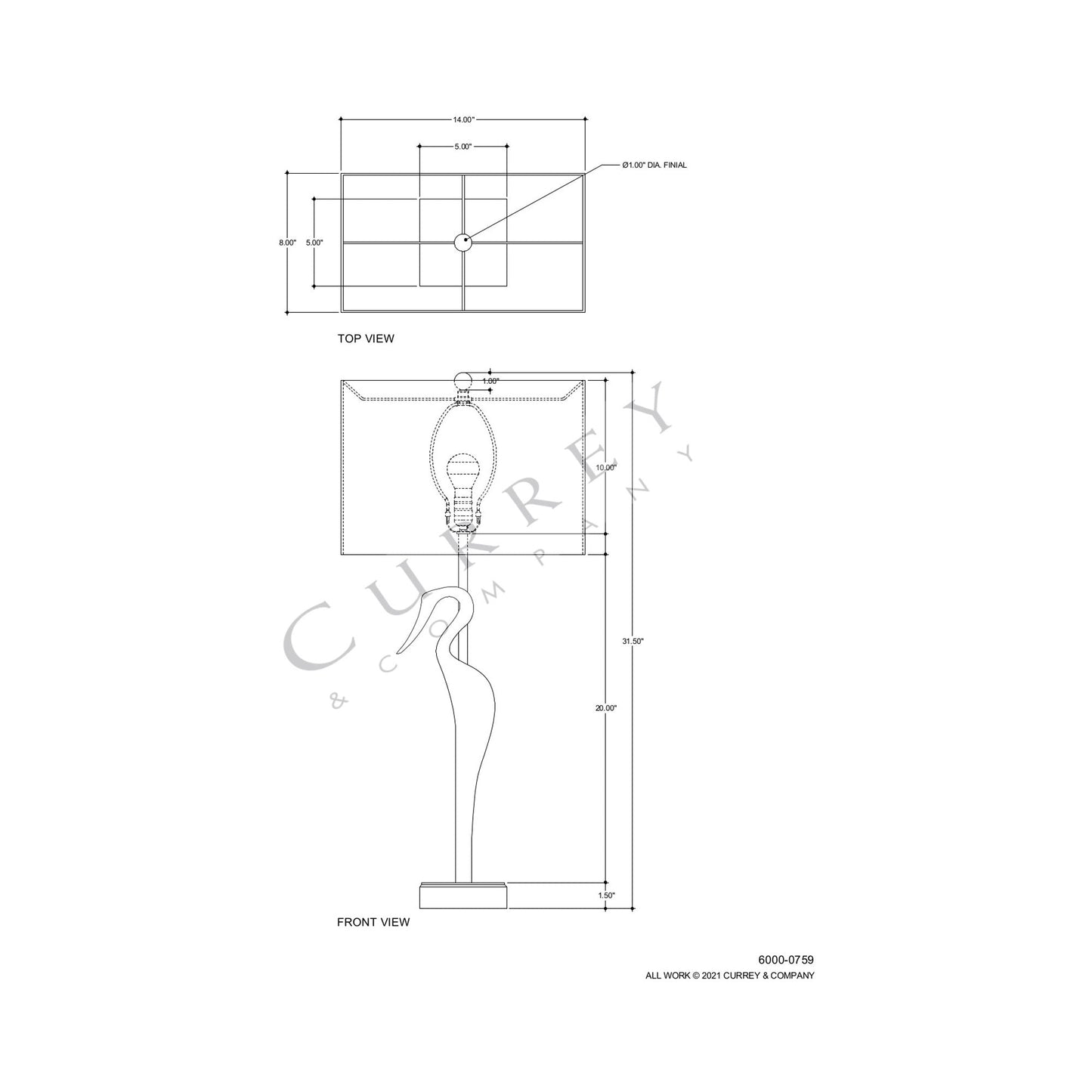 Antigone Table Lamp - line drawing.