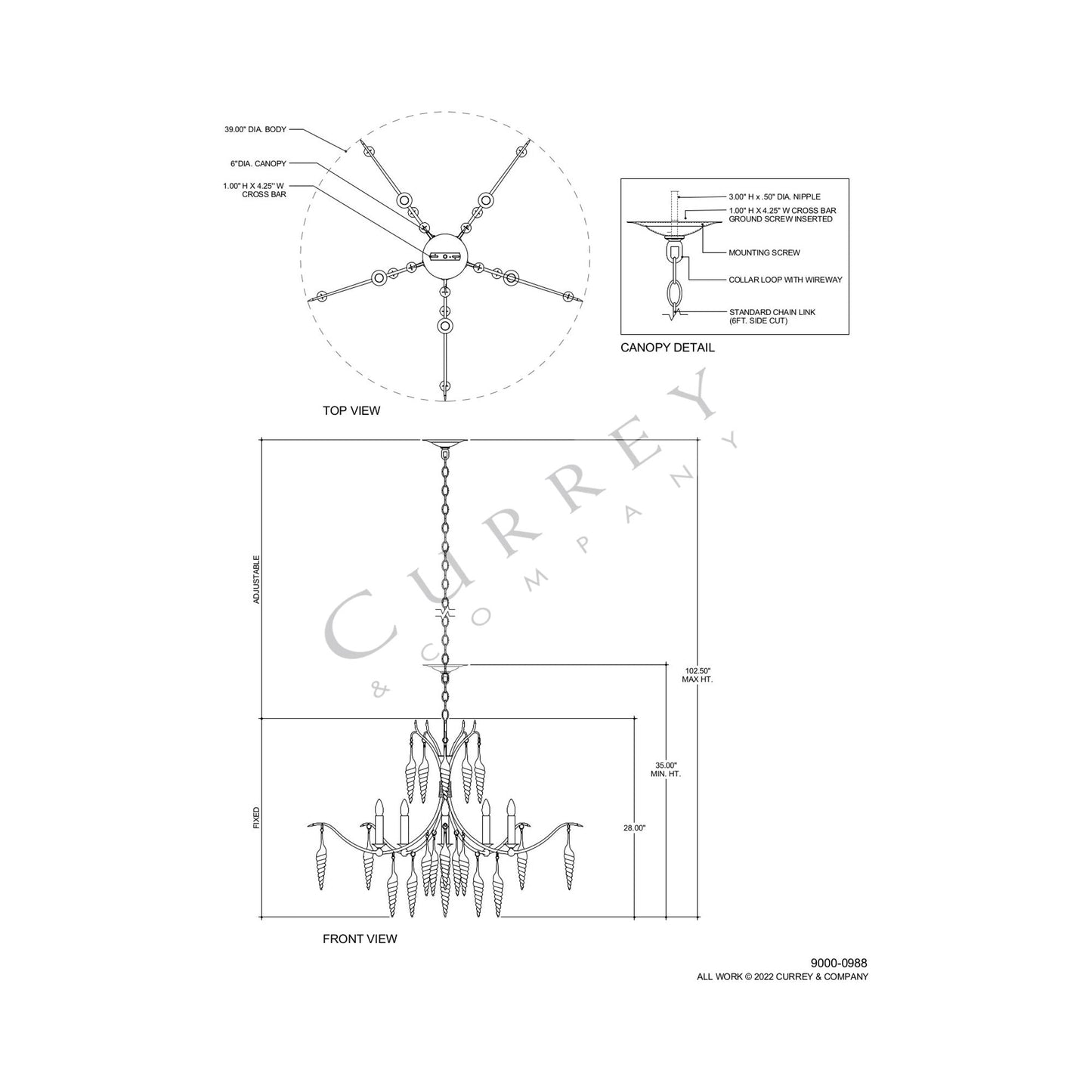Arcachon Chandelier - line drawing.
