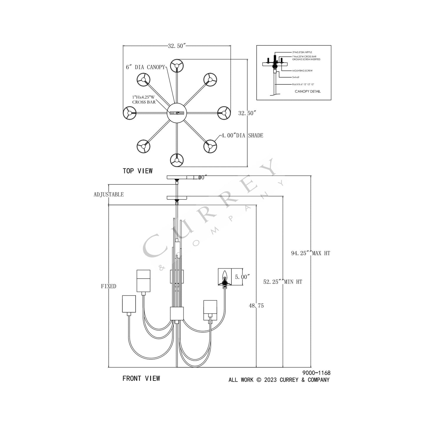 Archetype Chandelier - line drawing.