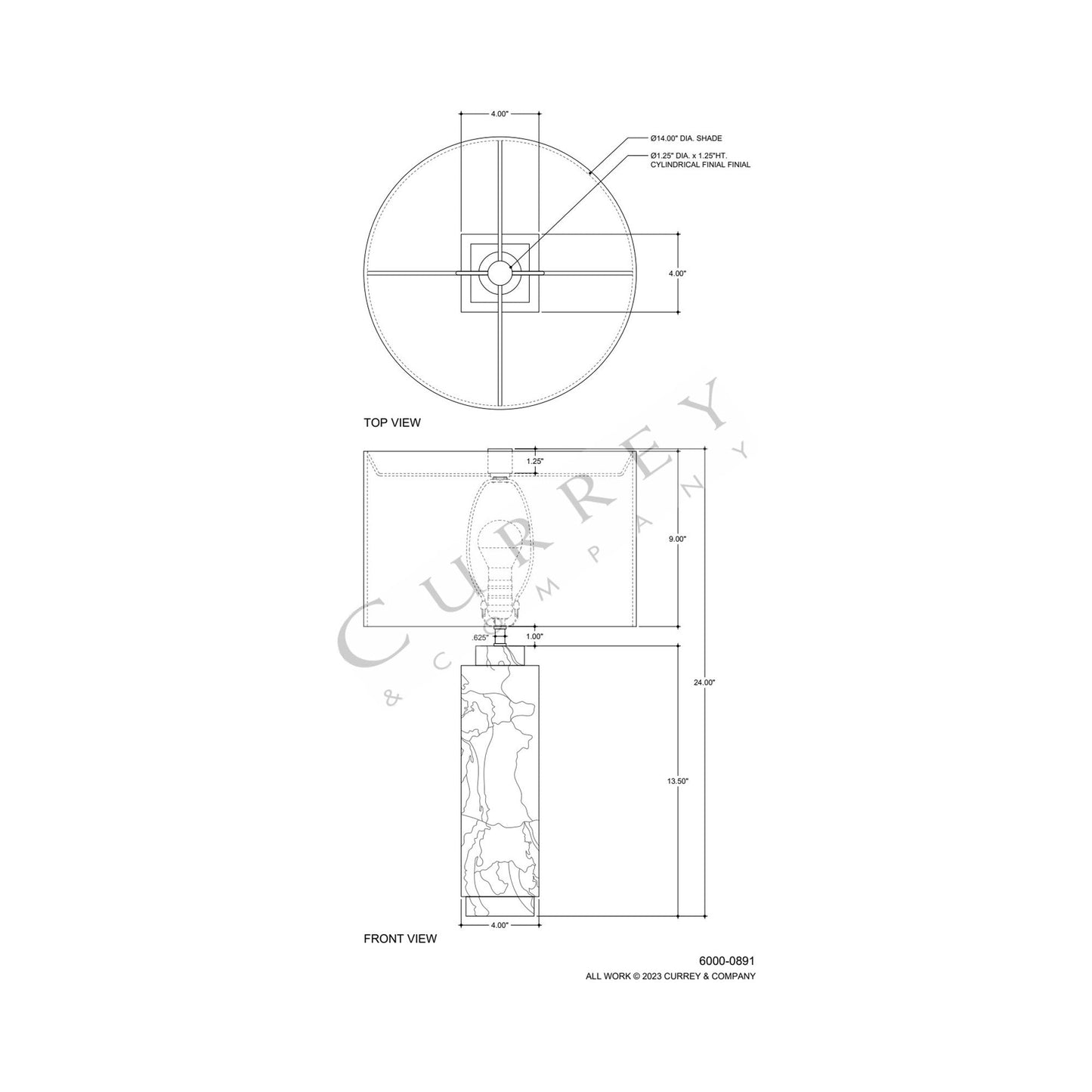 Ashlar Table Lamp - line drawing.