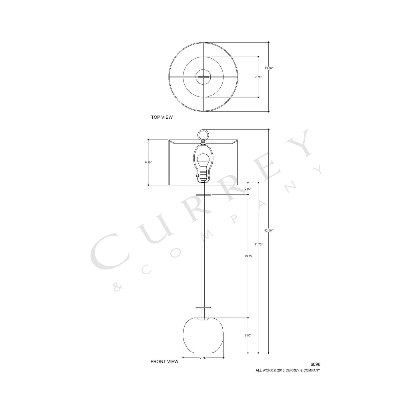 Atlas Table Lamp - line drawing.