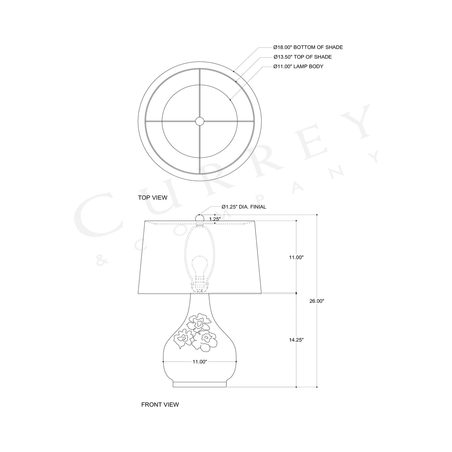 Attar Table Lamp - line drawing.