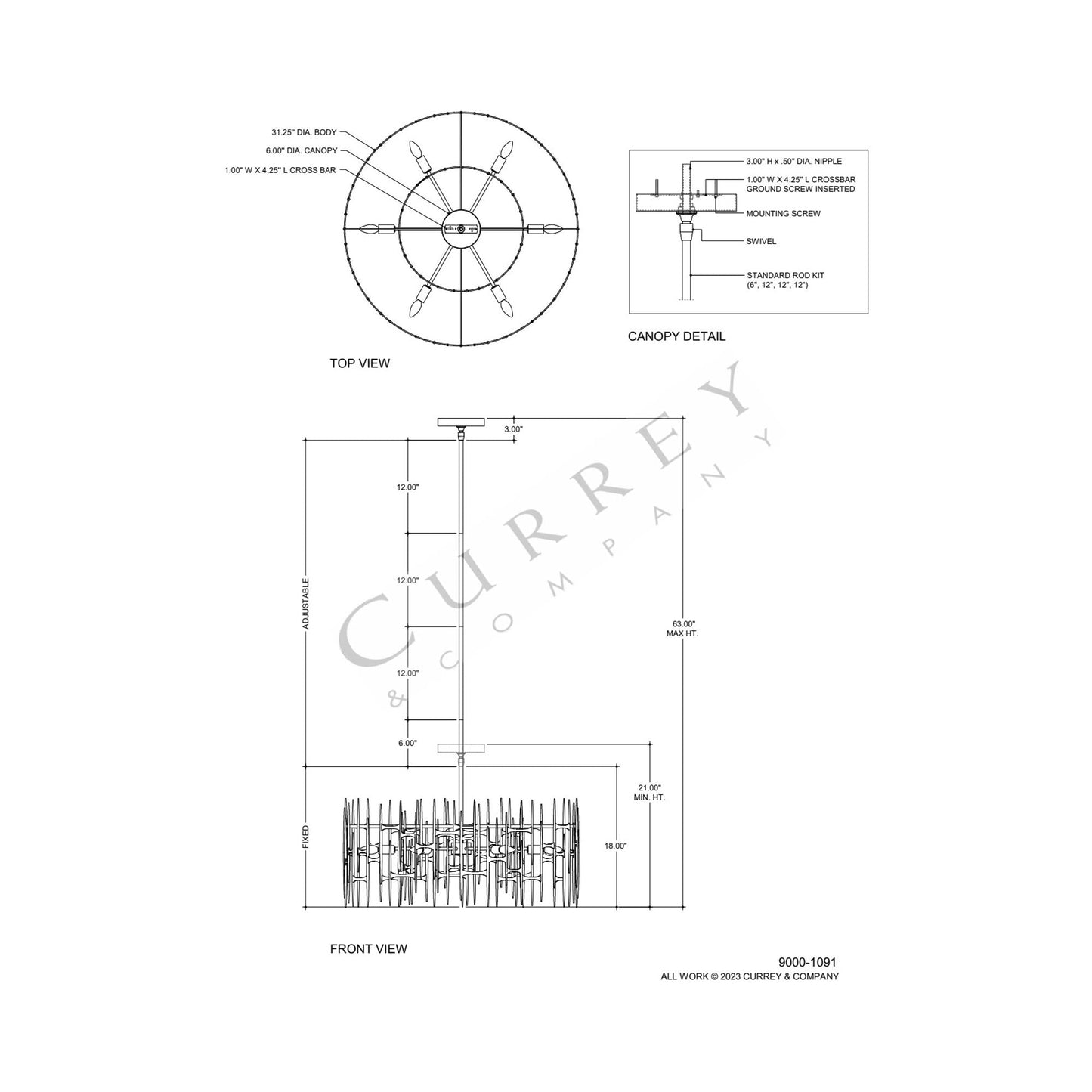 Attingham Chandelier - line drawing.