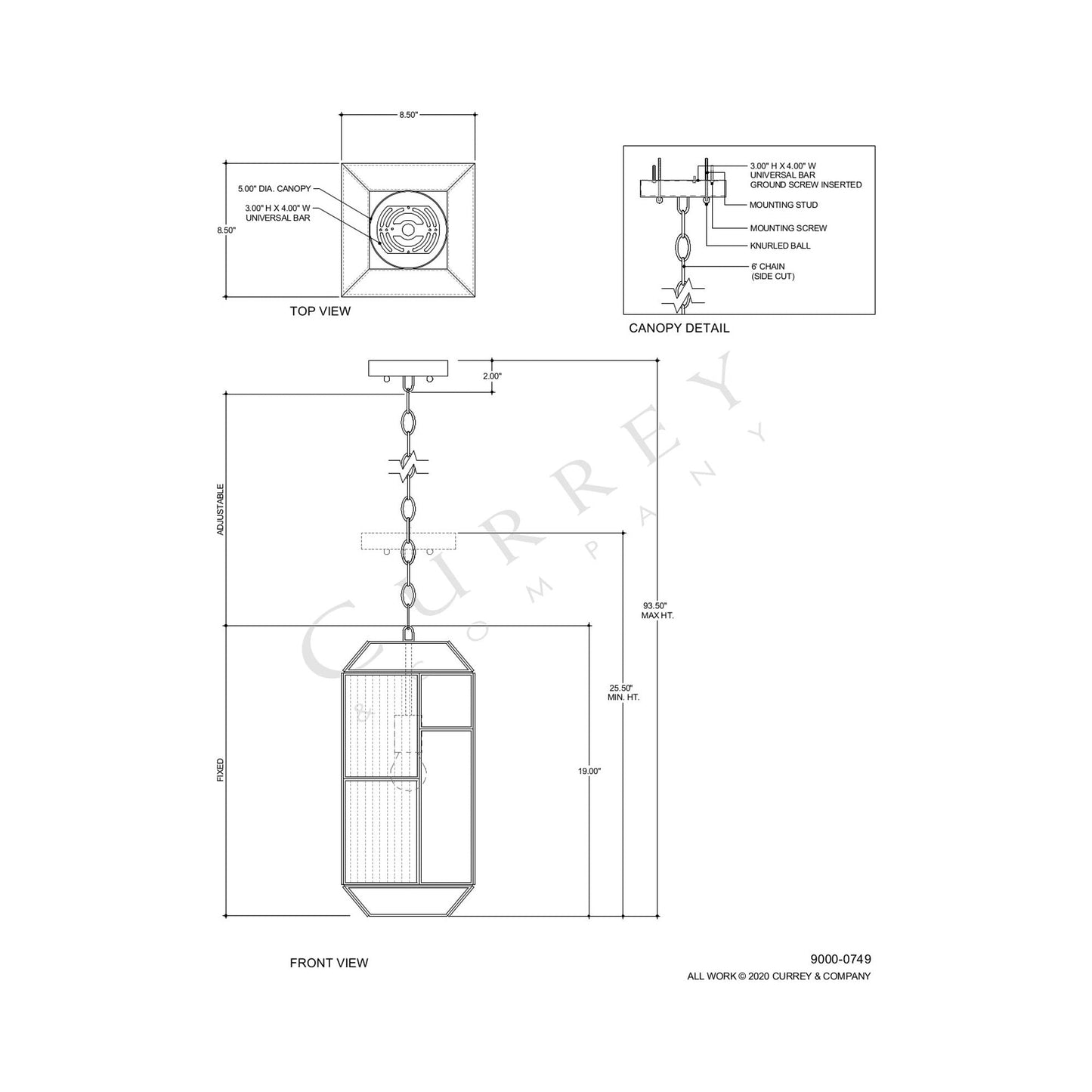 Bardolph Pendant Light - line drawing.