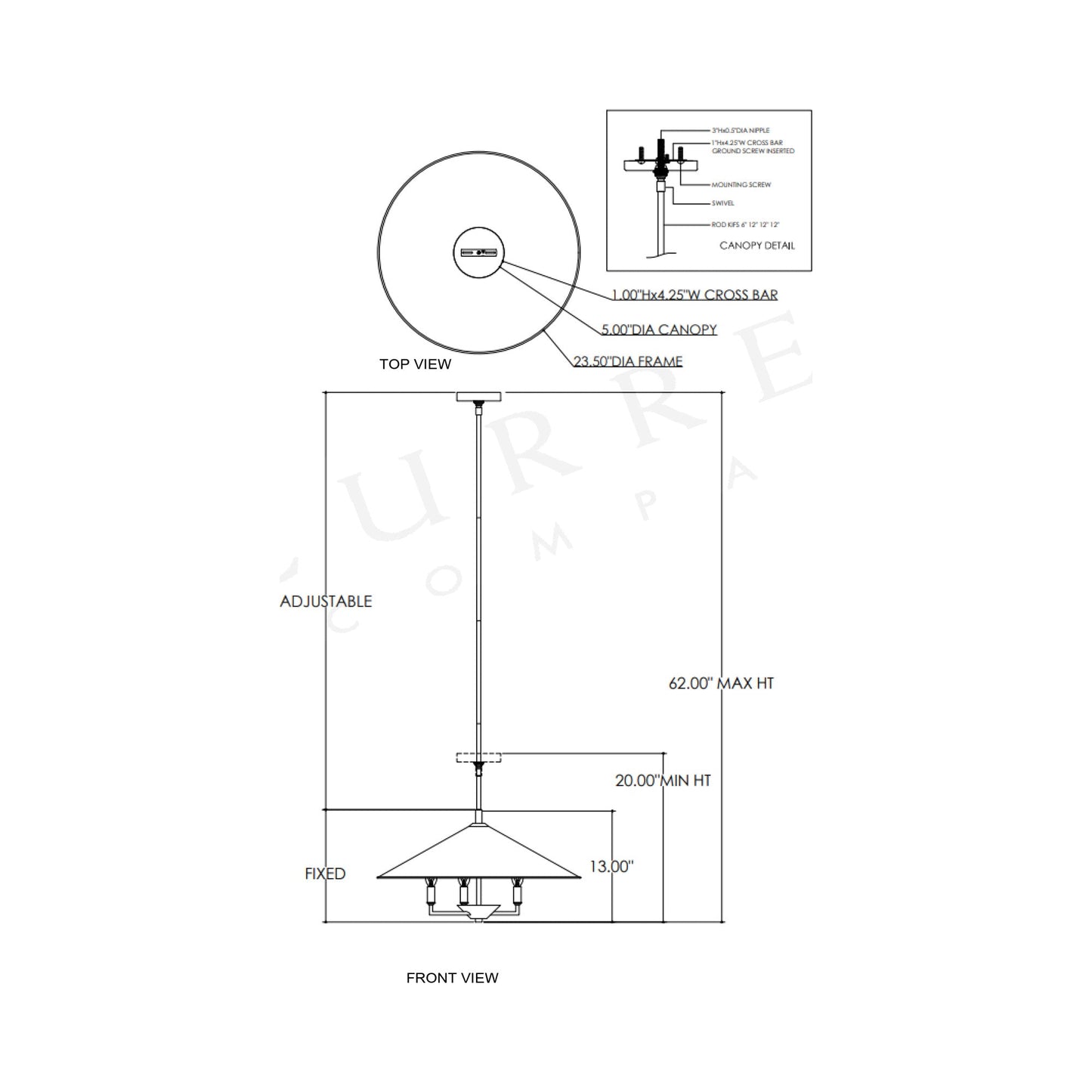 Barnaba Chandelier - line drawing.